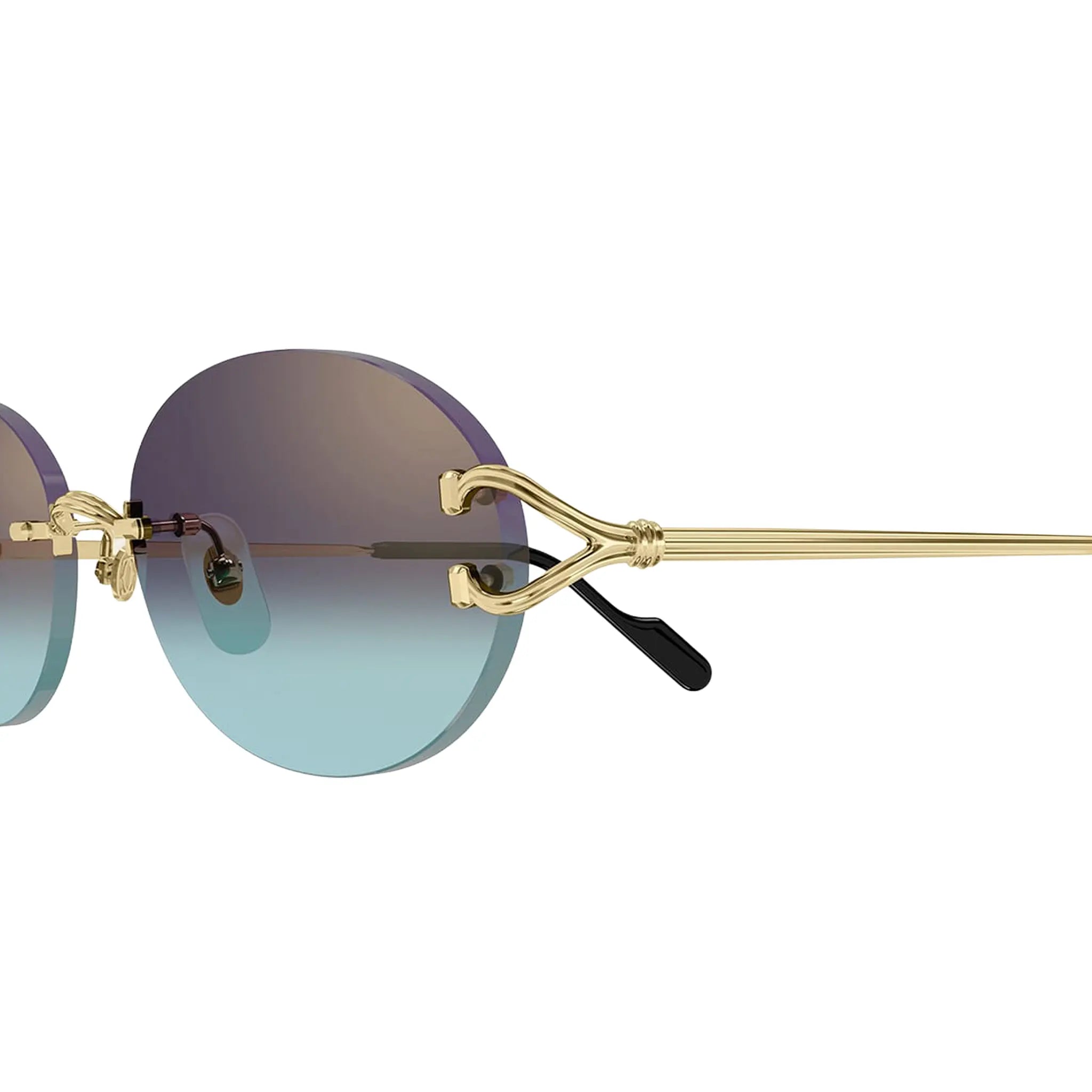 Cartier Eyewear CT0551S-008 Blue Gold Rimless Sunglasses