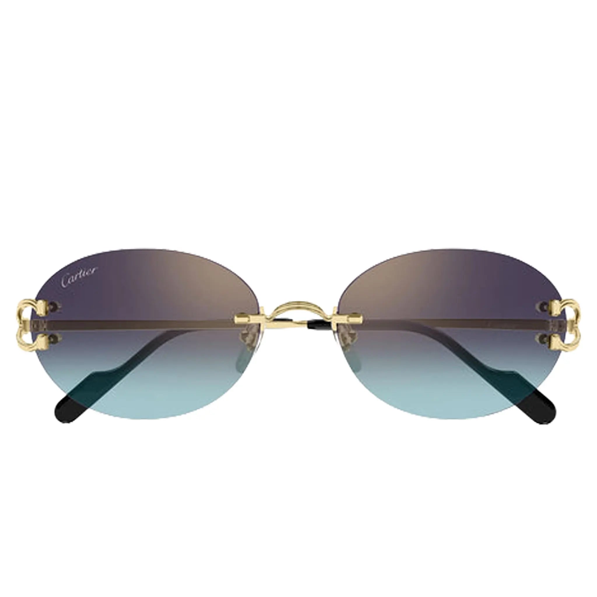 Cartier Eyewear CT0551S-008 Blue Gold Rimless Sunglasses