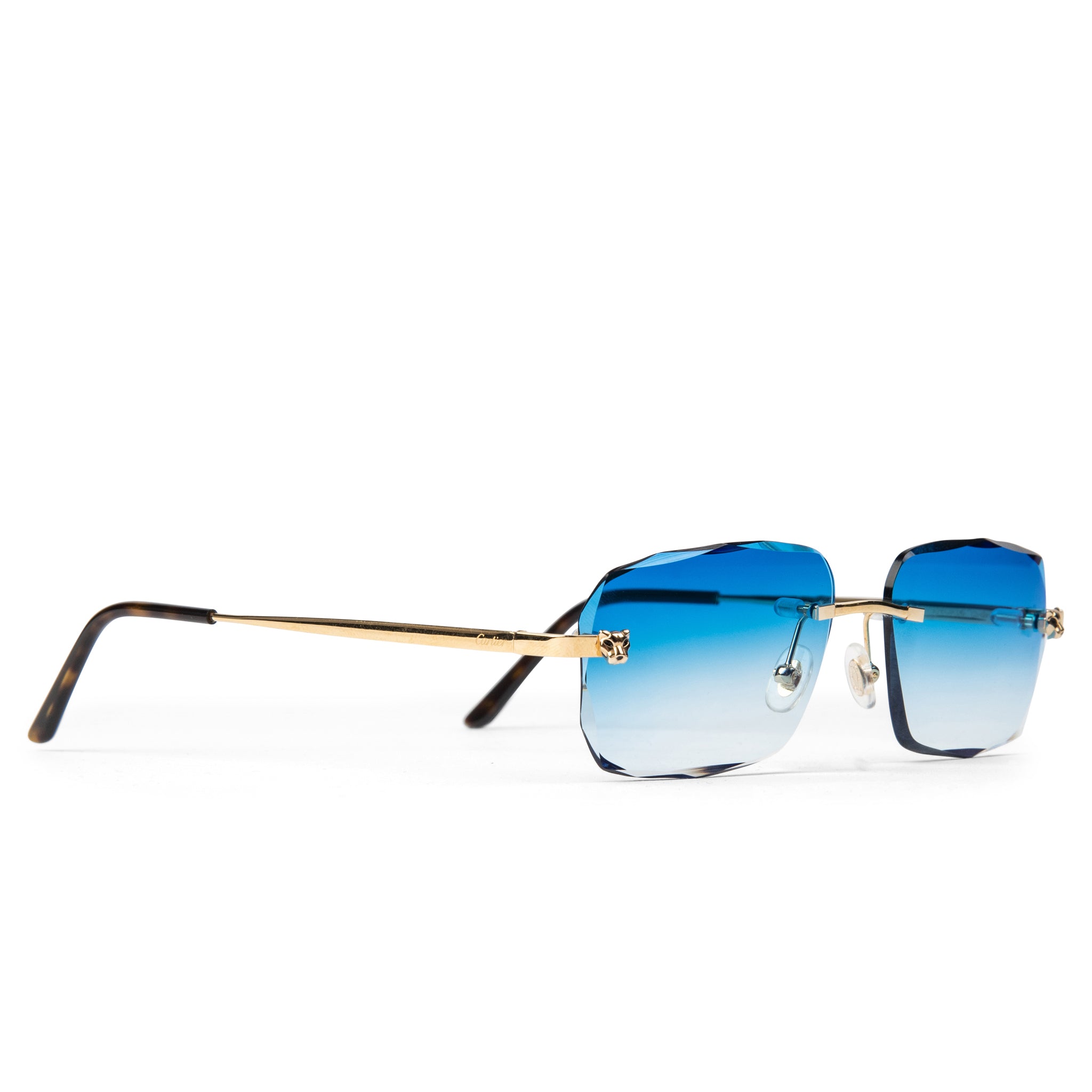 Image of Cartier Eyewear Custom CT0148O-001 Panthere De Cartier Rimless Sunglasses