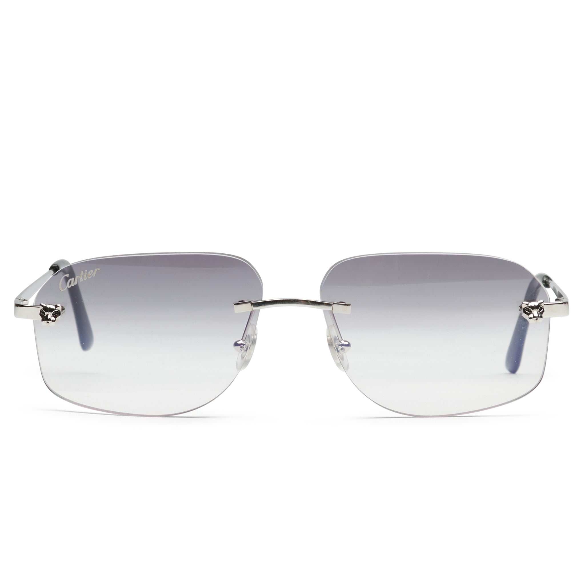 Front view of Cartier Eyewear Custom CT0148O-002 Panthere De Cartier Rimless Sunglasses