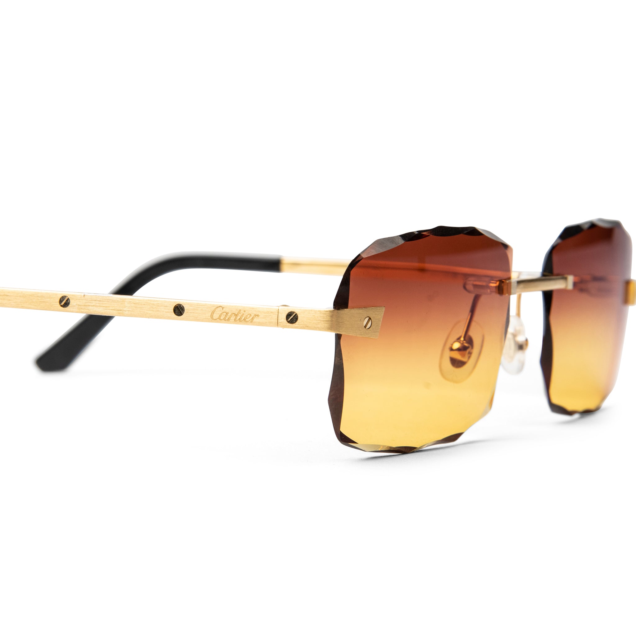 Image of Cartier Eyewear Custom CT0167O-004 Santos De Cartier Rimless Sunglasses