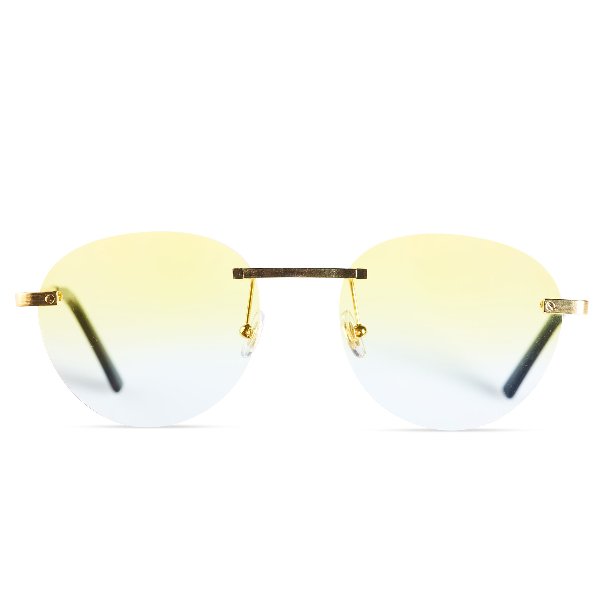 Image of cartier-eyewear-custom-ct0167o-santos-de-cartier-rimless-sunglasses