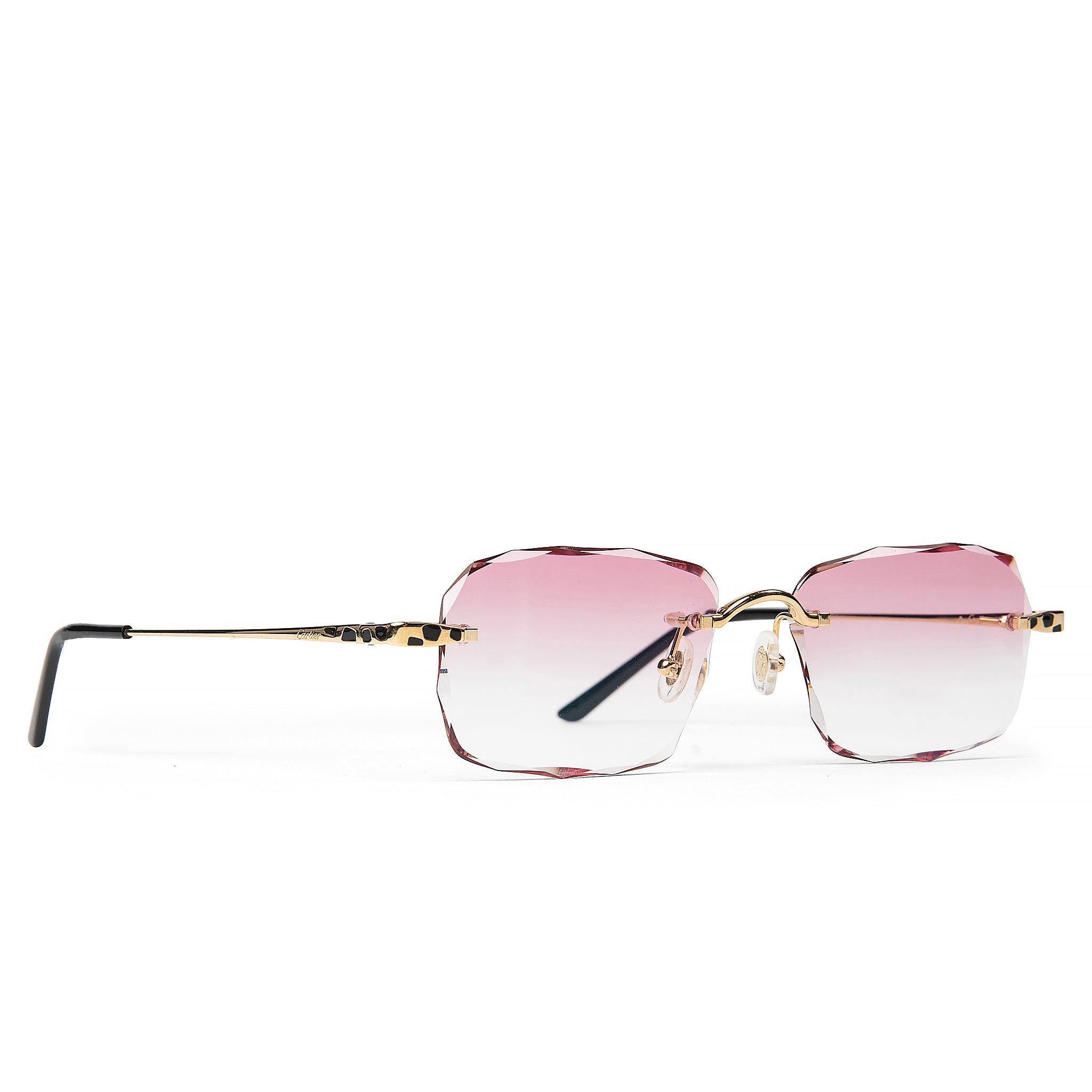 Image of Cartier Eyewear Custom CT0309O-001 Panthère Gold Pink Rimless Sunglasses