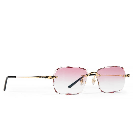 Cartier Eyewear Custom CT0309O-001 Panthère Gold Pink Rimless Sunglasses