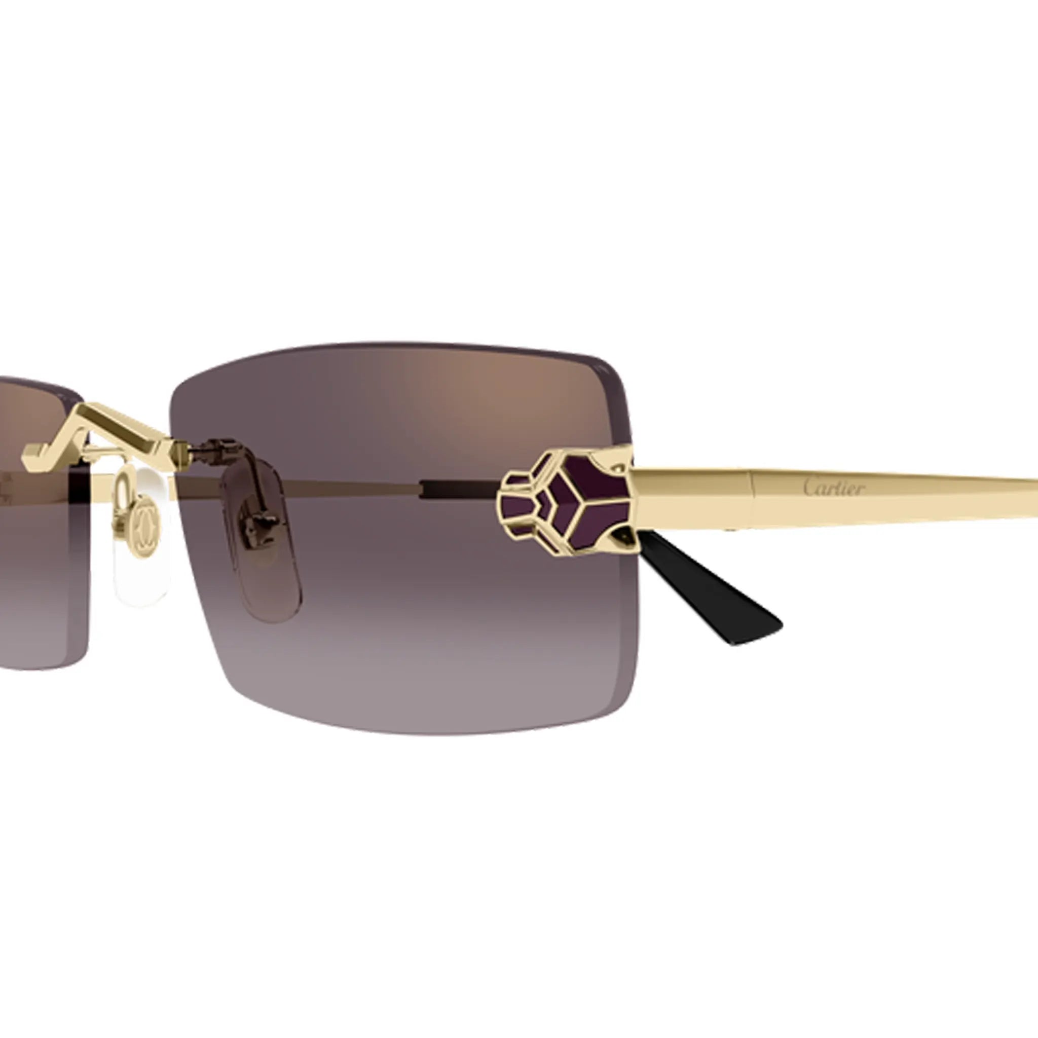 Detailed View of Cartier Eyewear Panthere CT0598S-005 Violet Gradient Rimless Sunglasses