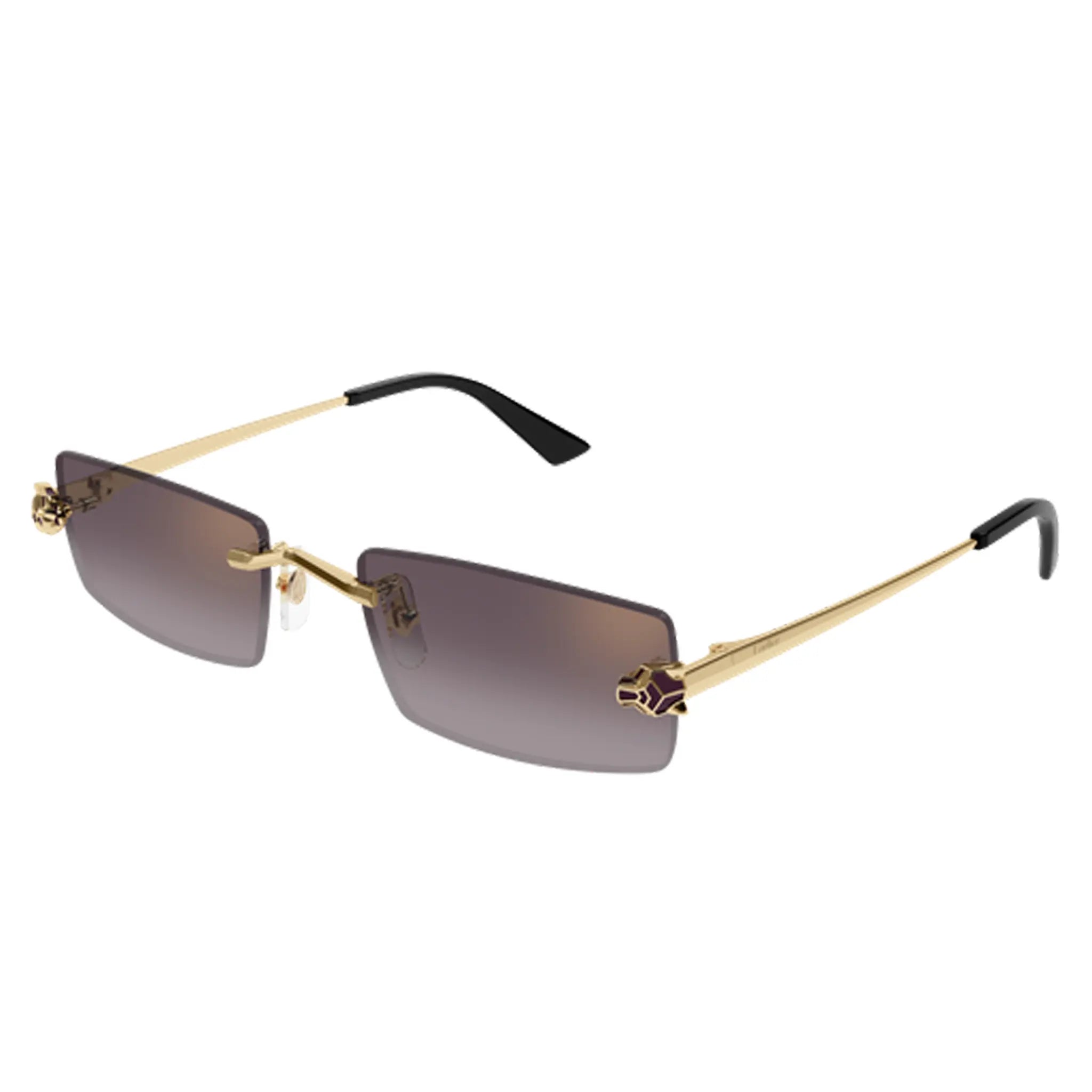 Front Side View of Cartier Eyewear Panthere CT0598S-005 Violet Gradient Rimless Sunglasses