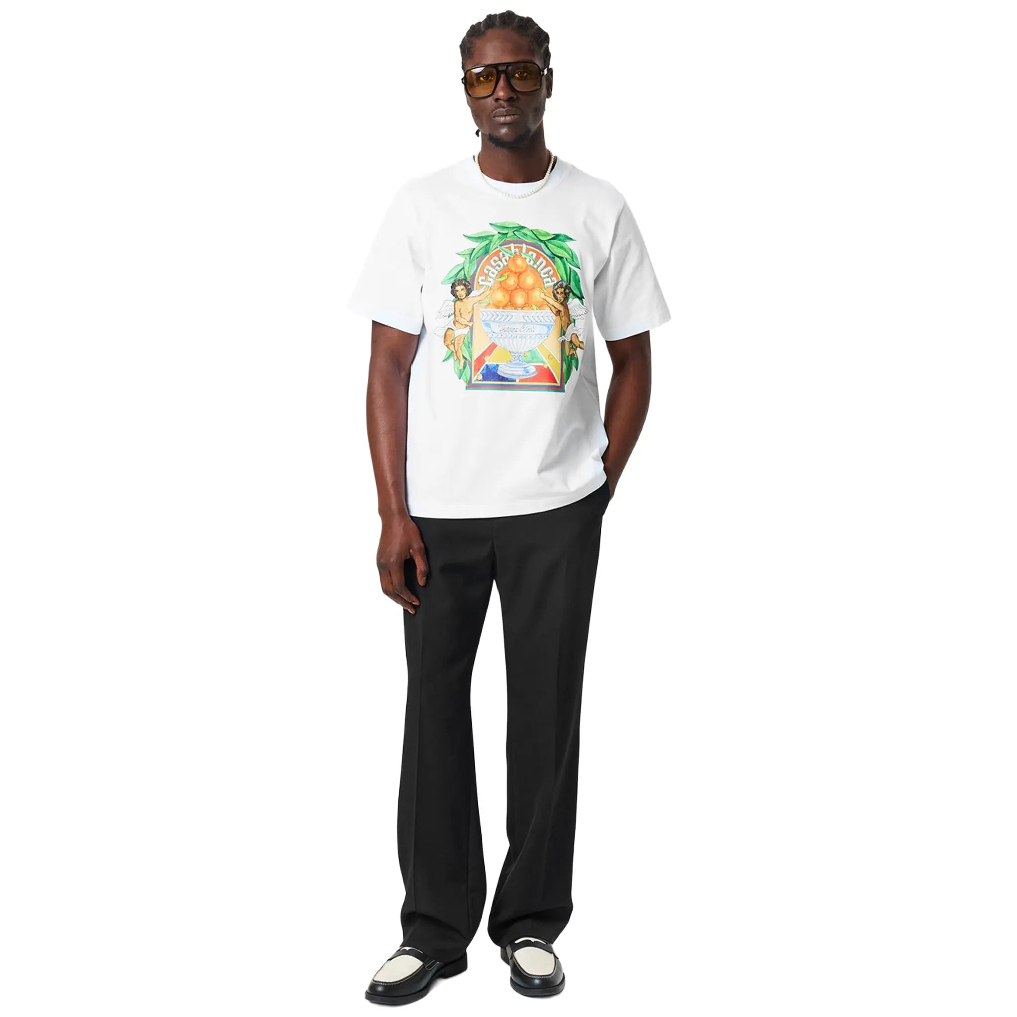 Model view of Casablanca Casa Triomphe White T Shirt