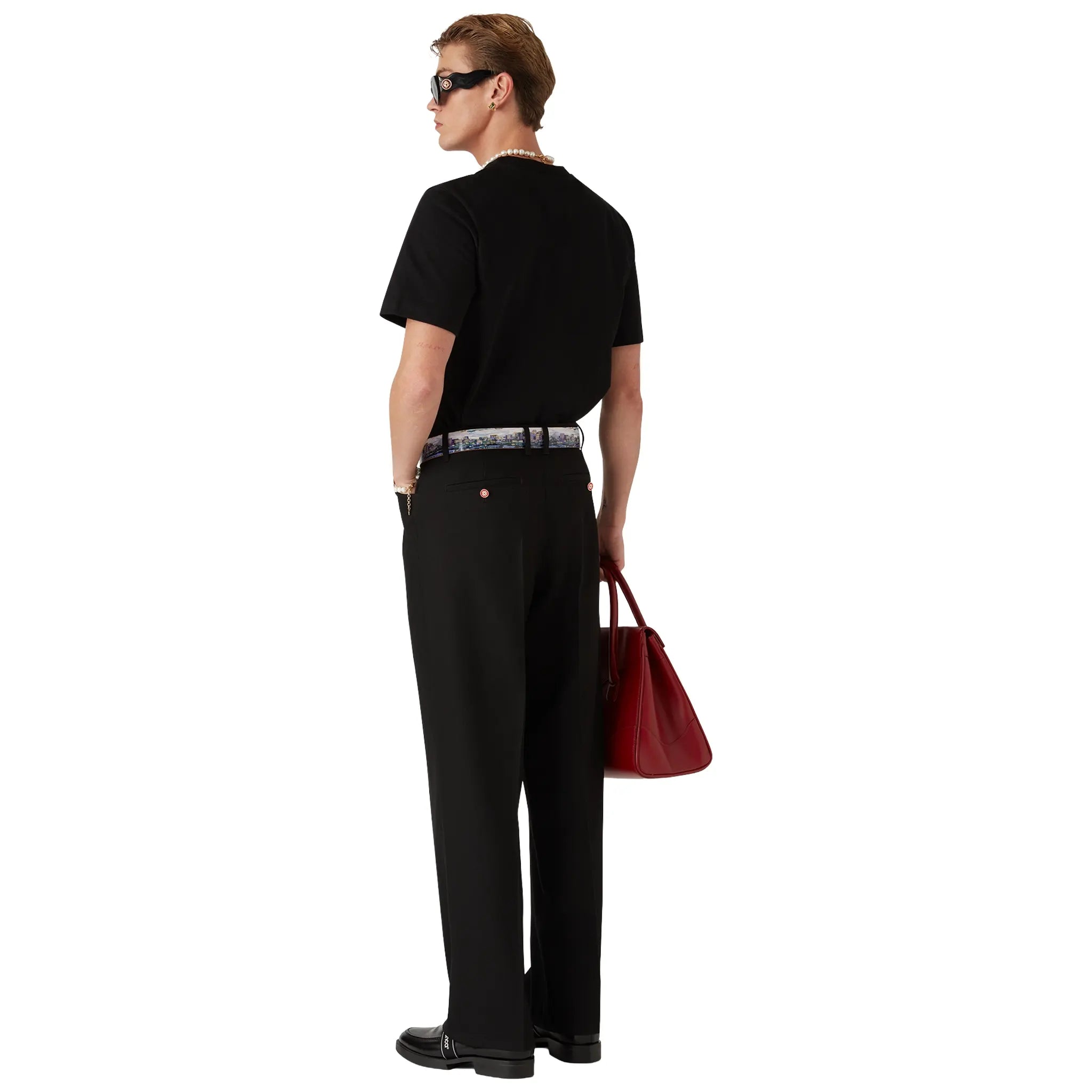 Back View of Casablanca Diamond Logo Black T Shirt