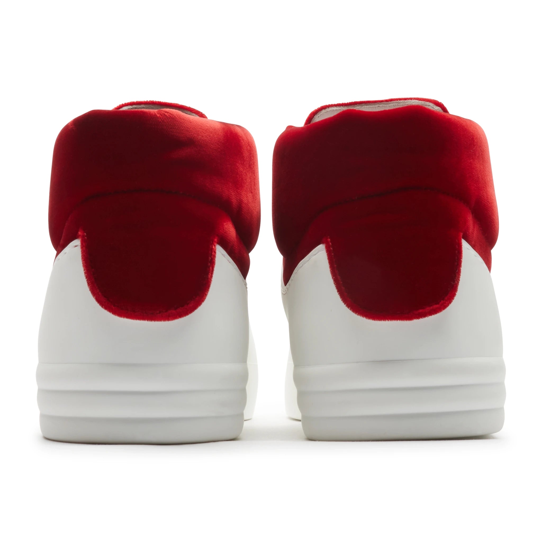 Back view of Chanel CC High White Red Velvet Sneaker - Preloved