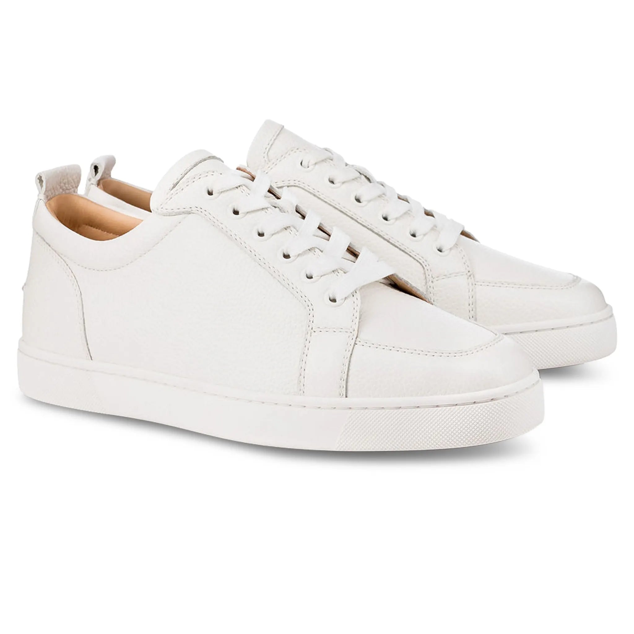 Front Side View of Christian Louboutin Rantulow Flat White Grain