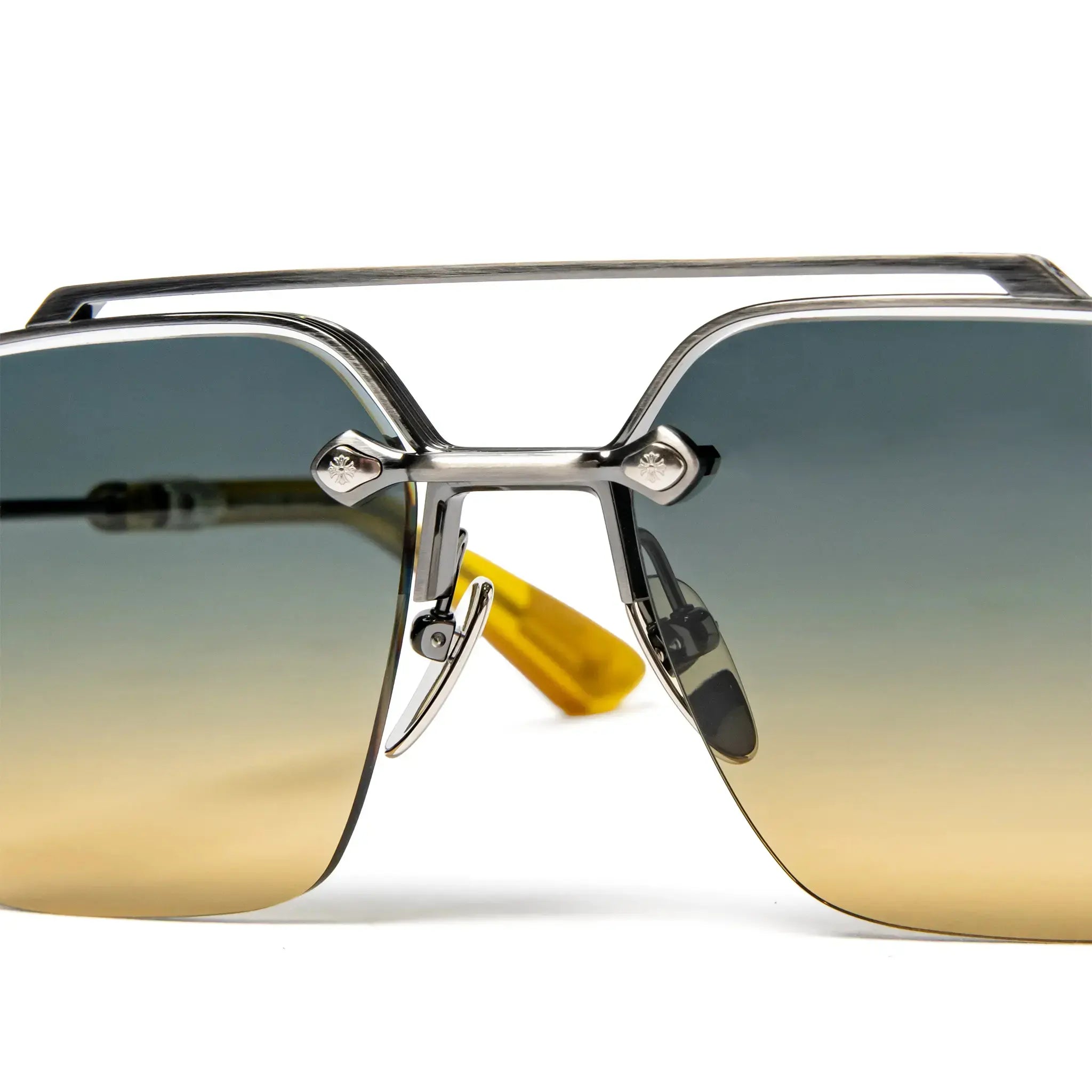 Front Detailed View of Chrome Hearts Bidi Esem 6.0 Pewter Malt Sunglasses 205044_pwr_mal 205044_PWR_MAL