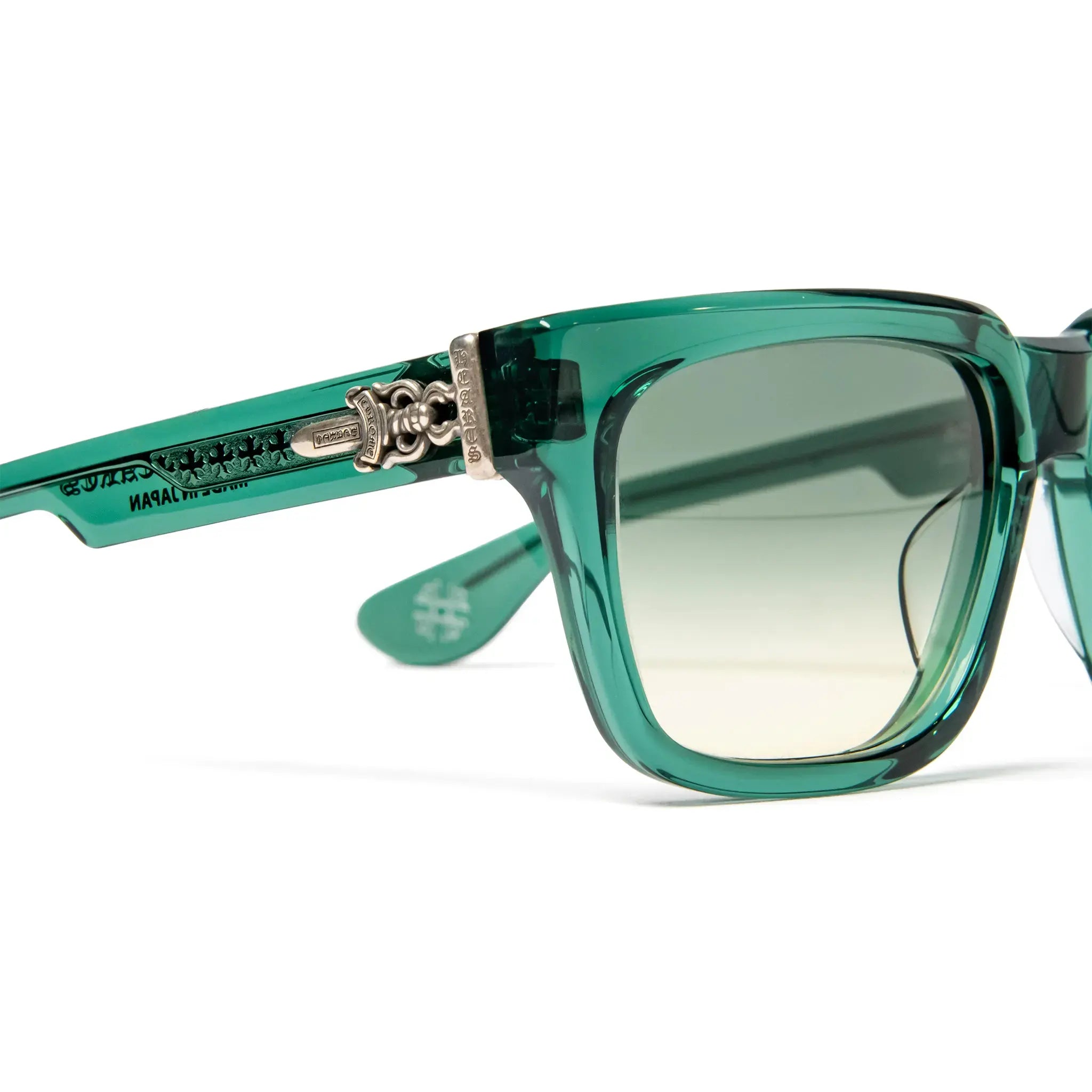 Detailed Front Side View of Chrome Hearts Box Officer 6.0 Marine Sunglasses 174896_MAR