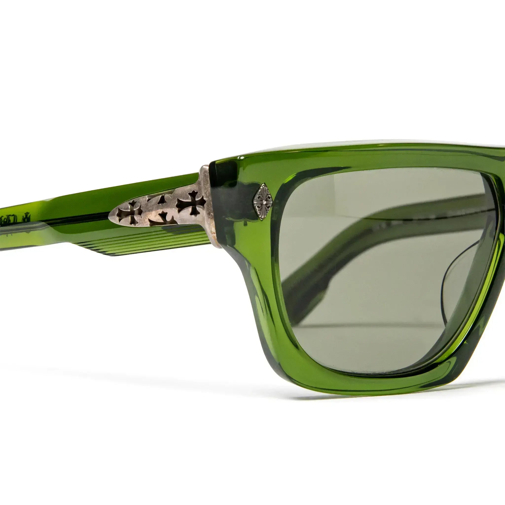 Detailed Front View of Chrome Hearts Charismadick 6.0 Drak Olive Sunglasses 199976_DOLV