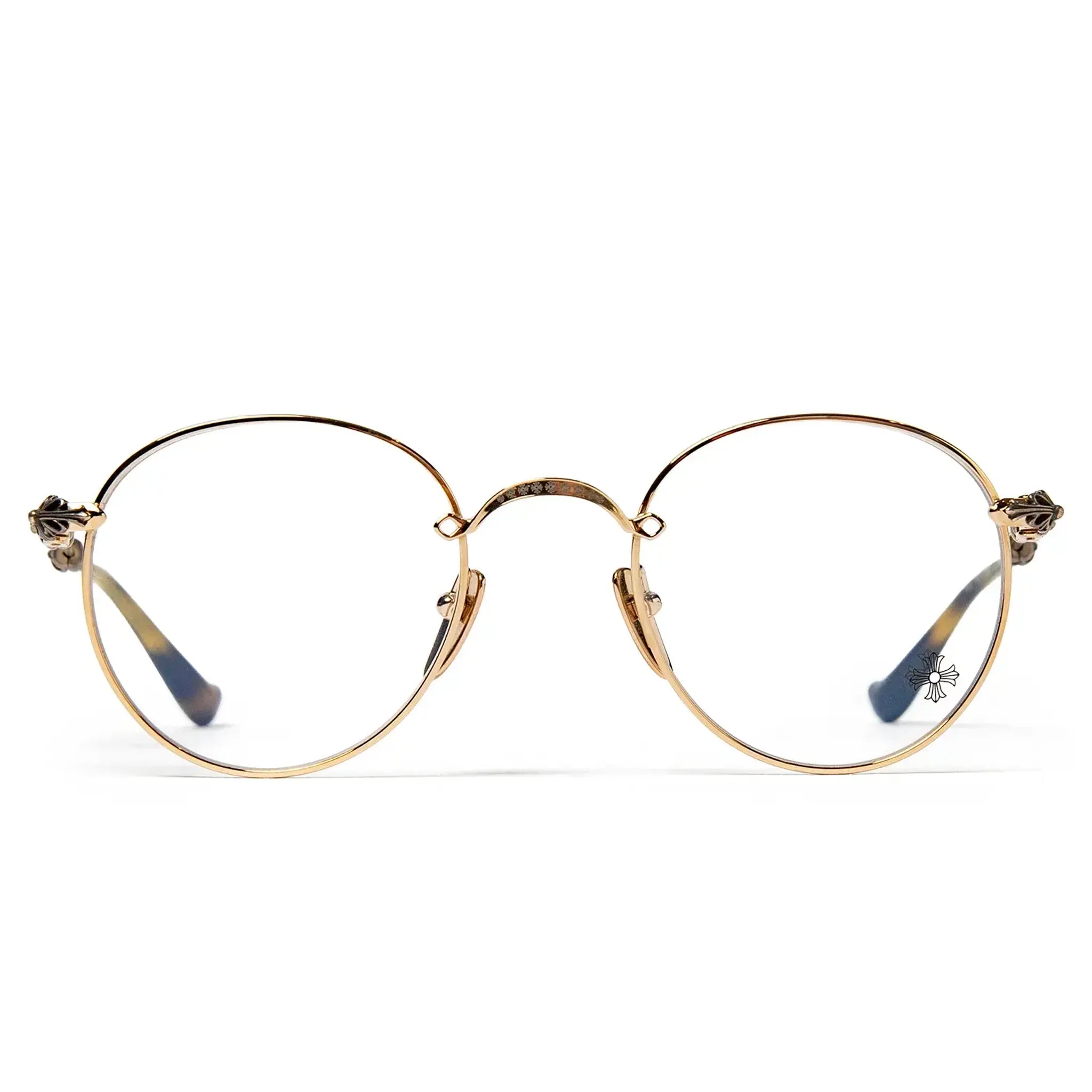 Front View of Chrome Hearts BUBBA-A 1.9 Gold Sunglasses 131585_GP-P