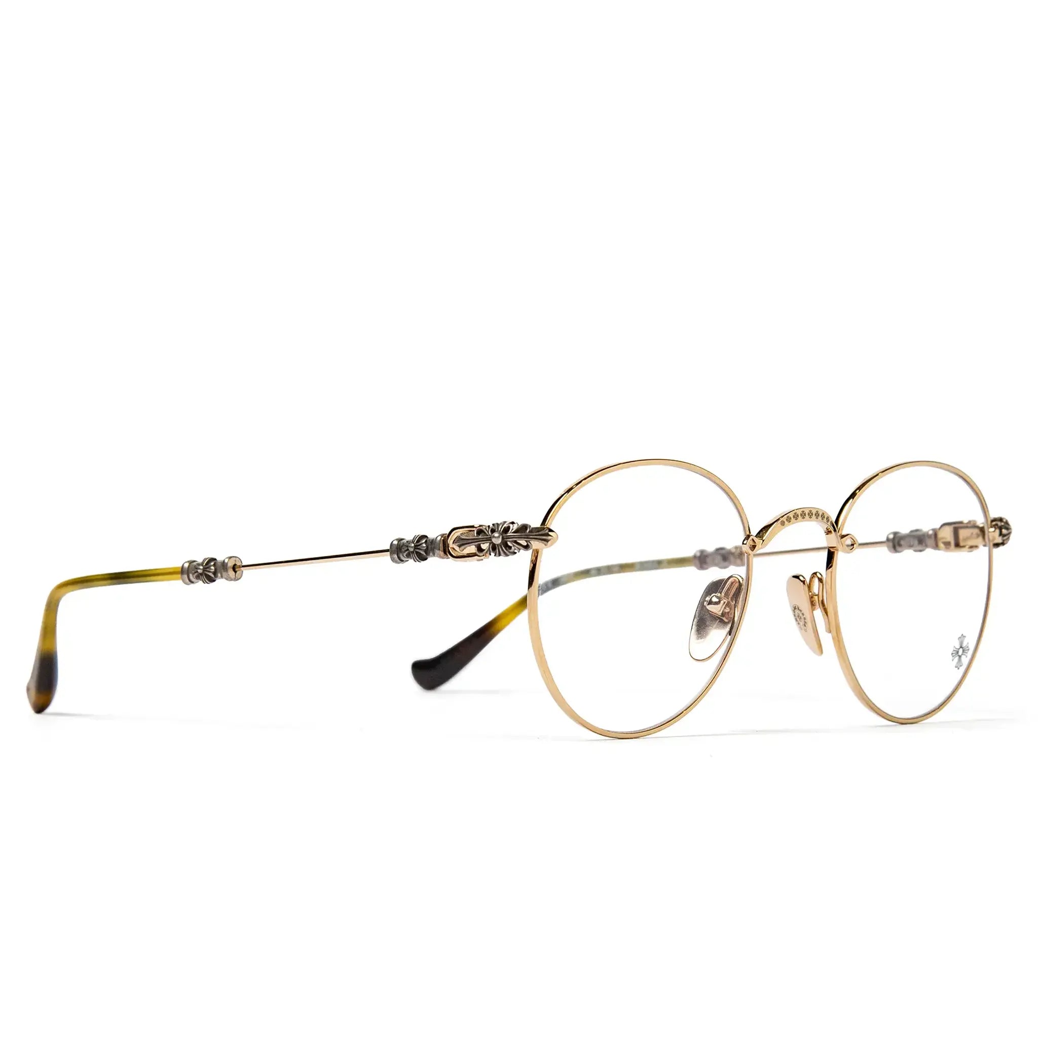 Front Side View of Chrome Hearts BUBBA-A 1.9 Gold Sunglasses 131585_GP-P