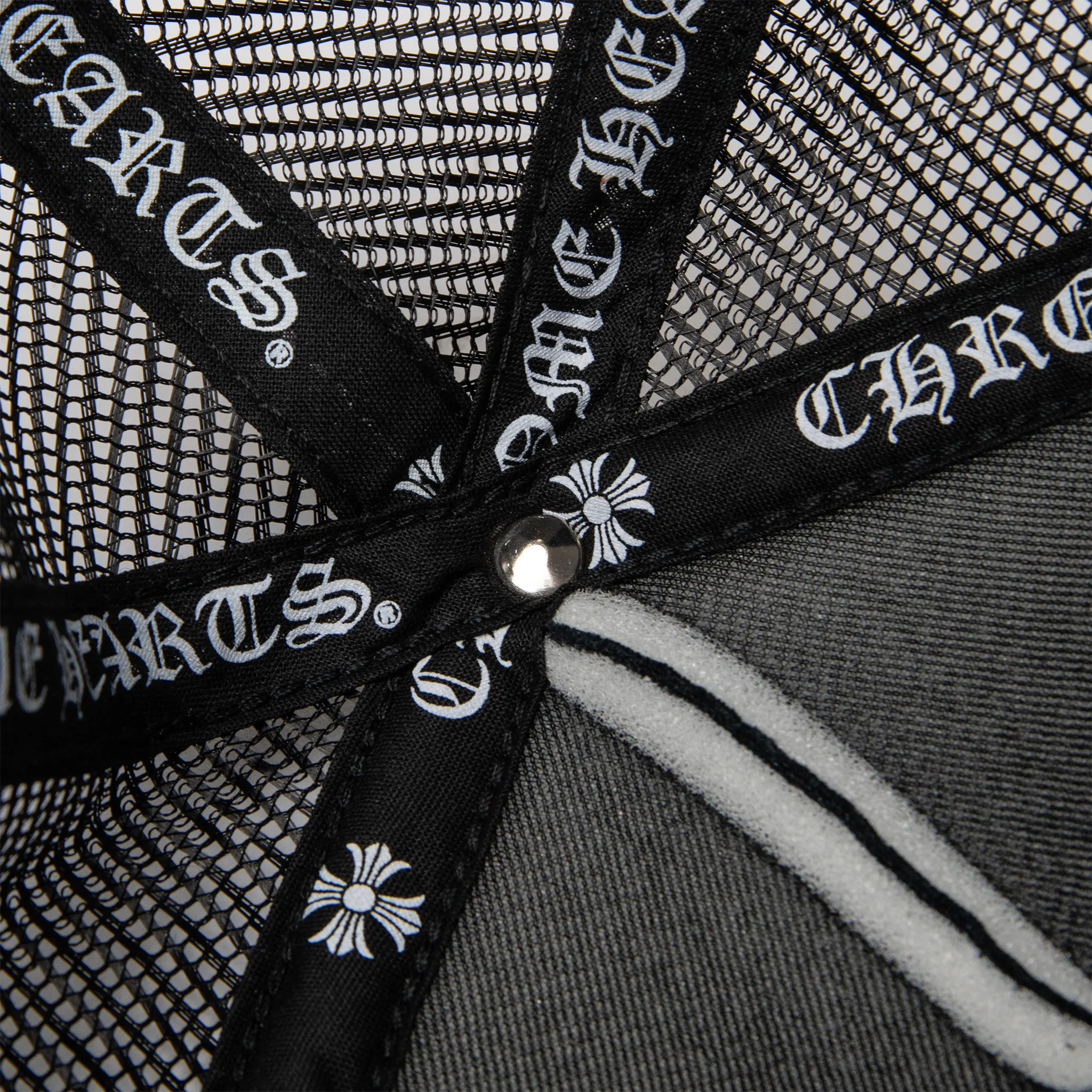 Inside View of Chrome Hearts CH Hollywood Usa Black Trucker Cap