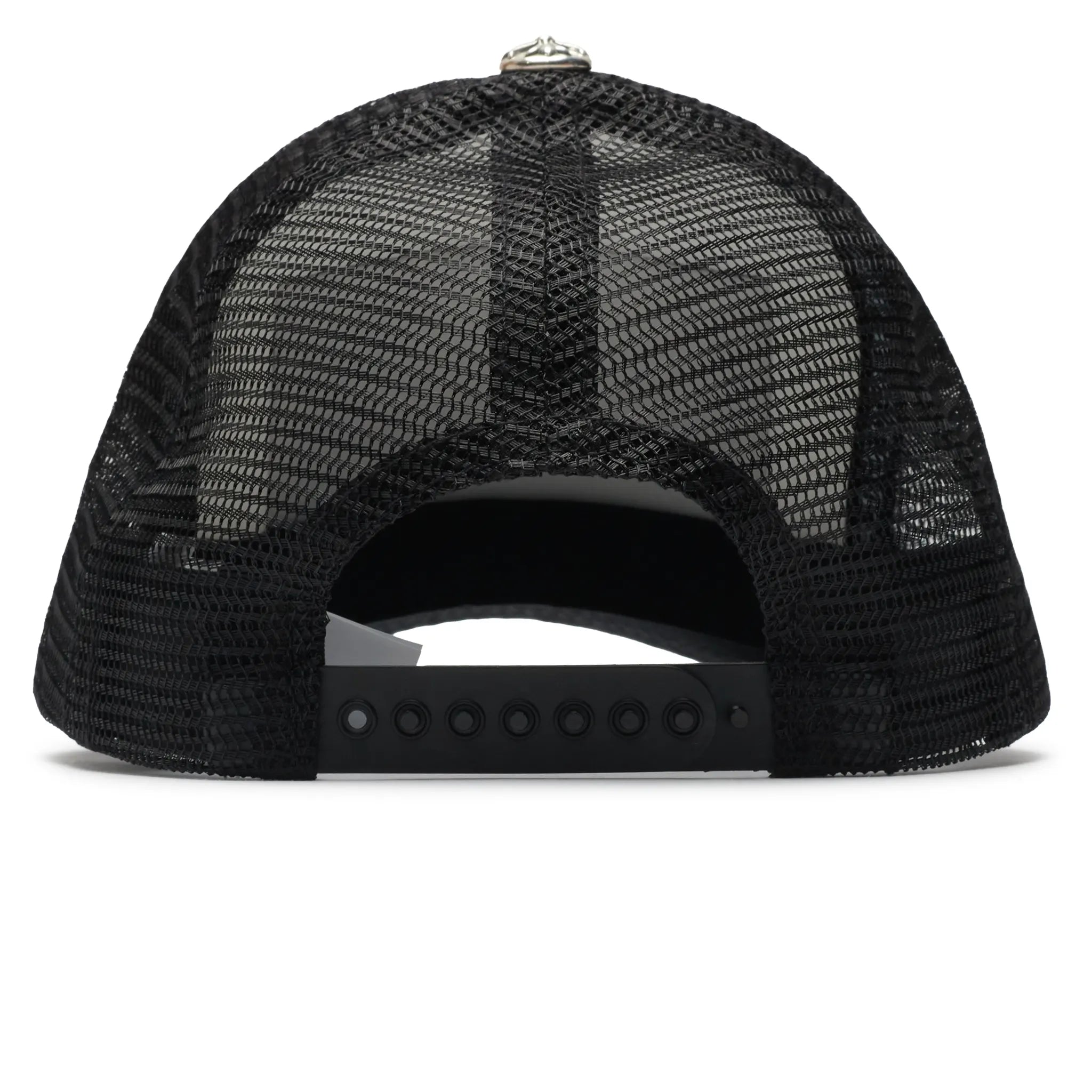 Back View of Chrome Hearts CH Hollywood White Black Trucker Cap 1383 100000701CHTH-BLWT