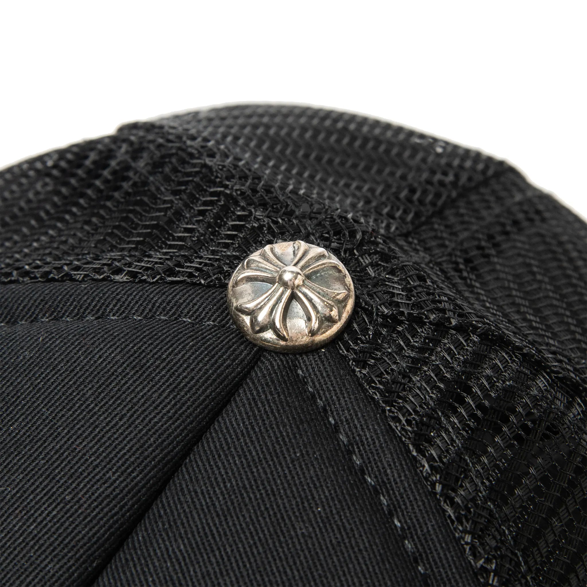 Upper Detailed View of Chrome Hearts CH Las Vegas Black Trucker Cap 1383 100000701CLVT-BLAC