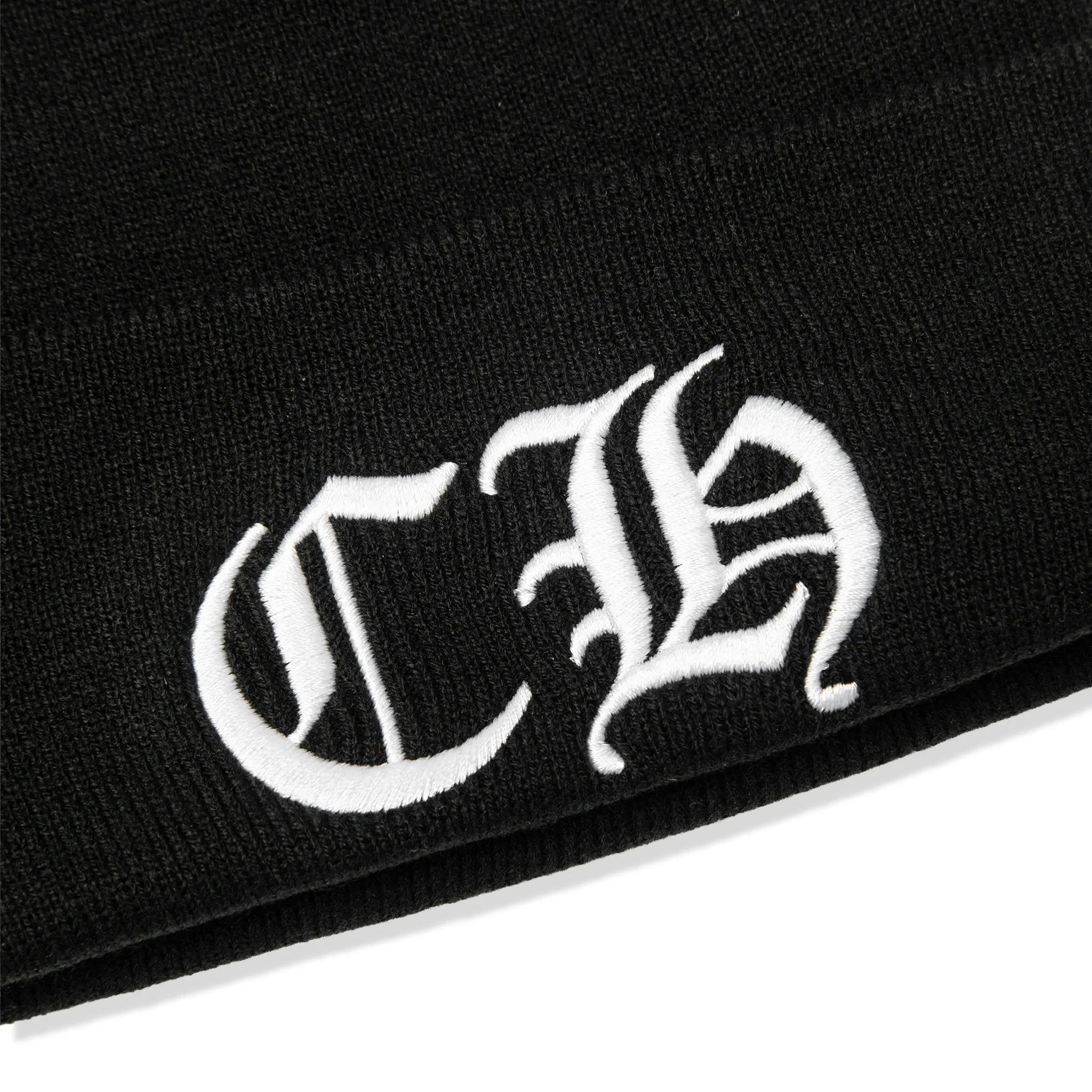 Detailed View of Chrome Hearts CH Logo White Beanie
