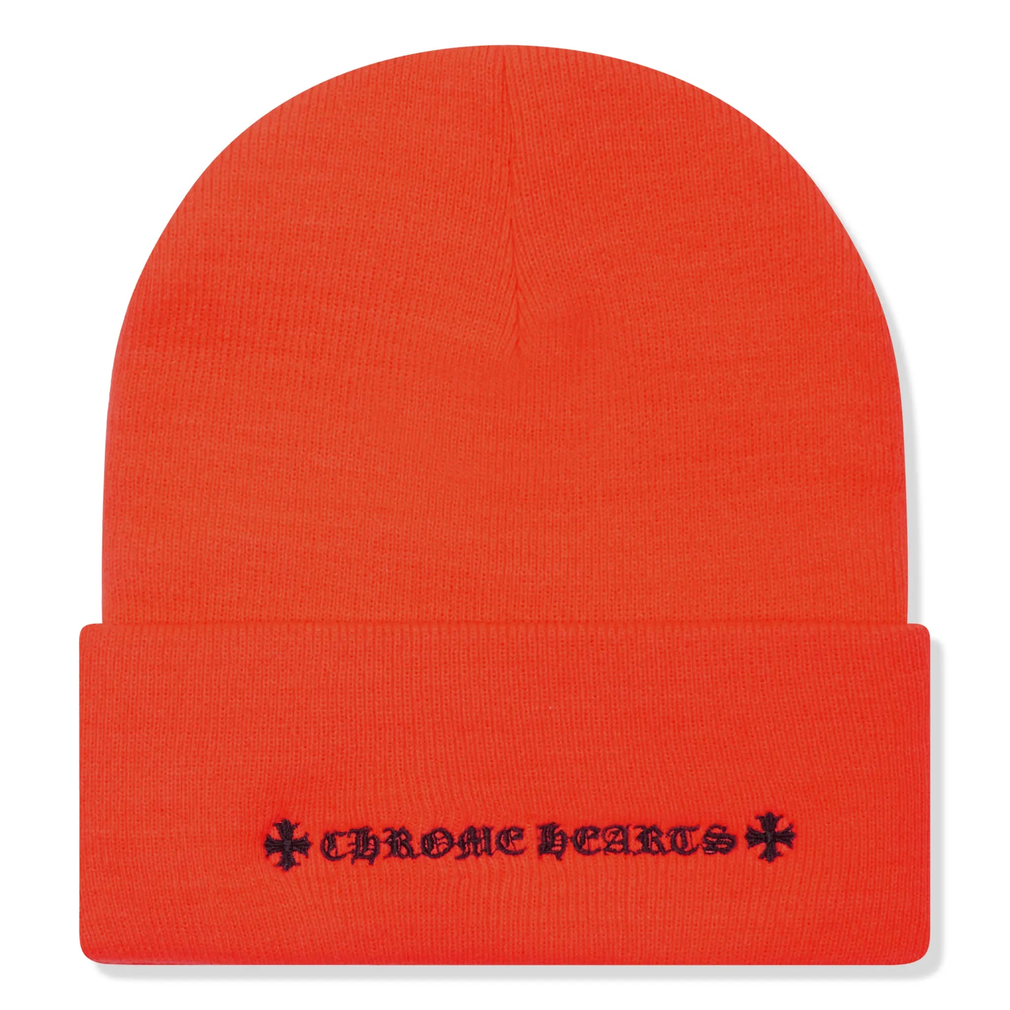 Back View of Chrome Hearts CH Logo Orange Beanie