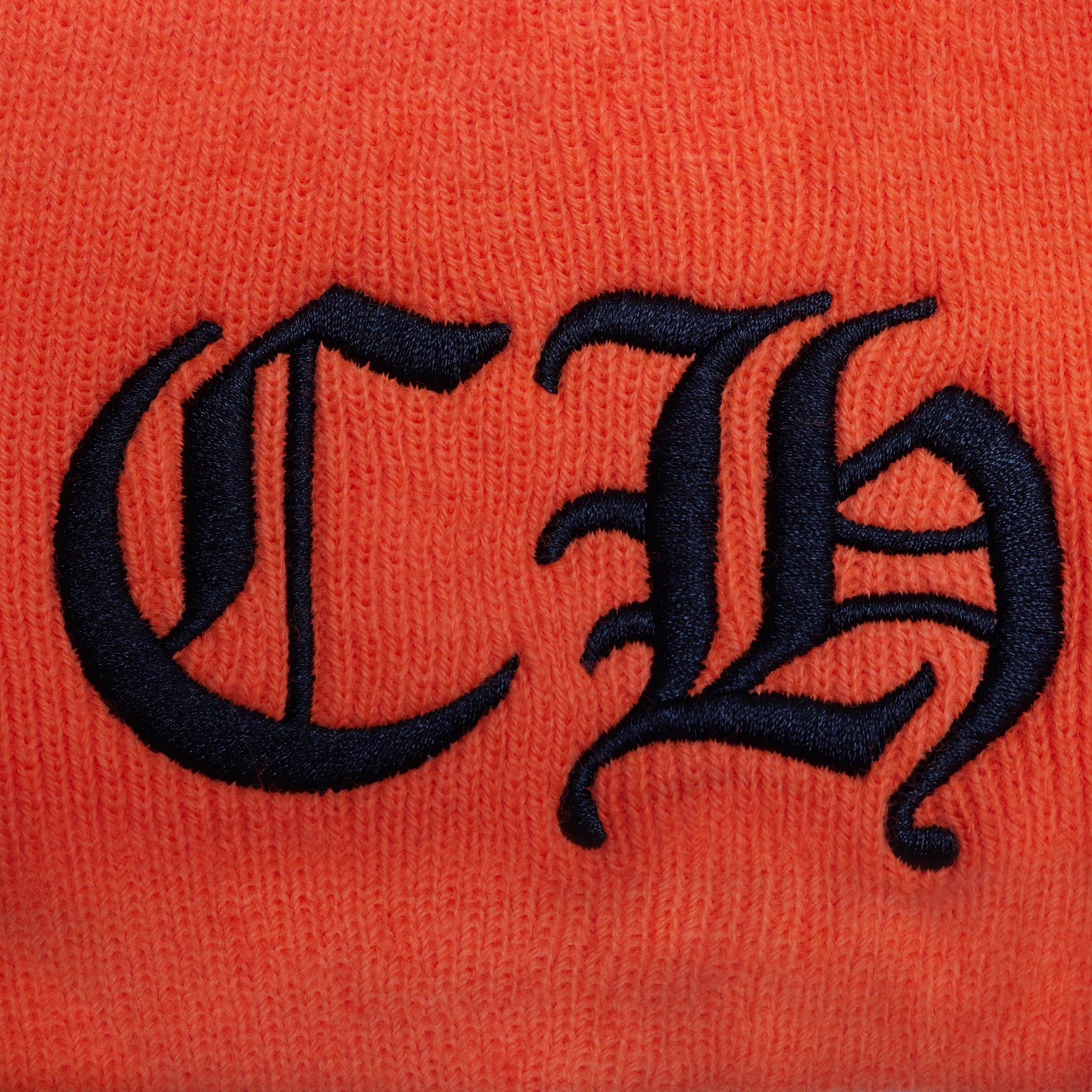 Detailed View of Chrome Hearts CH Logo Orange Beanie