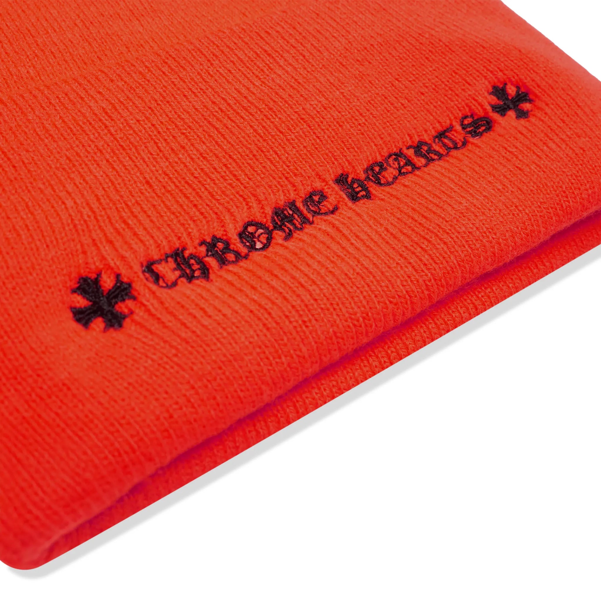 Detailed View of Chrome Hearts CH Logo Orange Beanie
