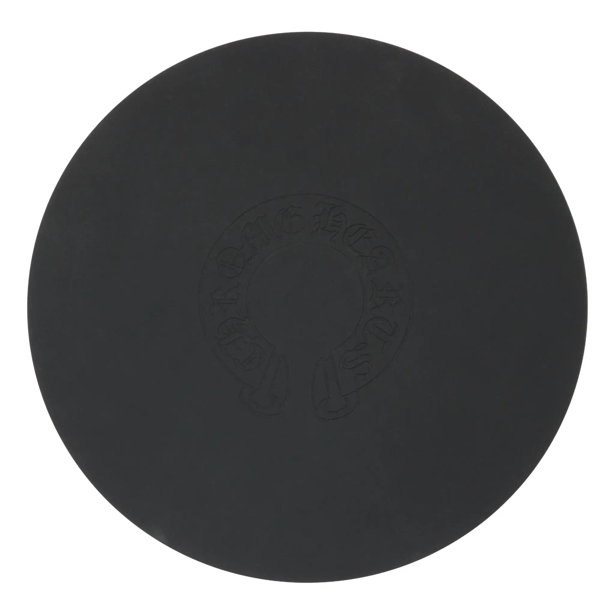 Back View of Chrome Hearts Cross Logo Round Black Rubber Mat