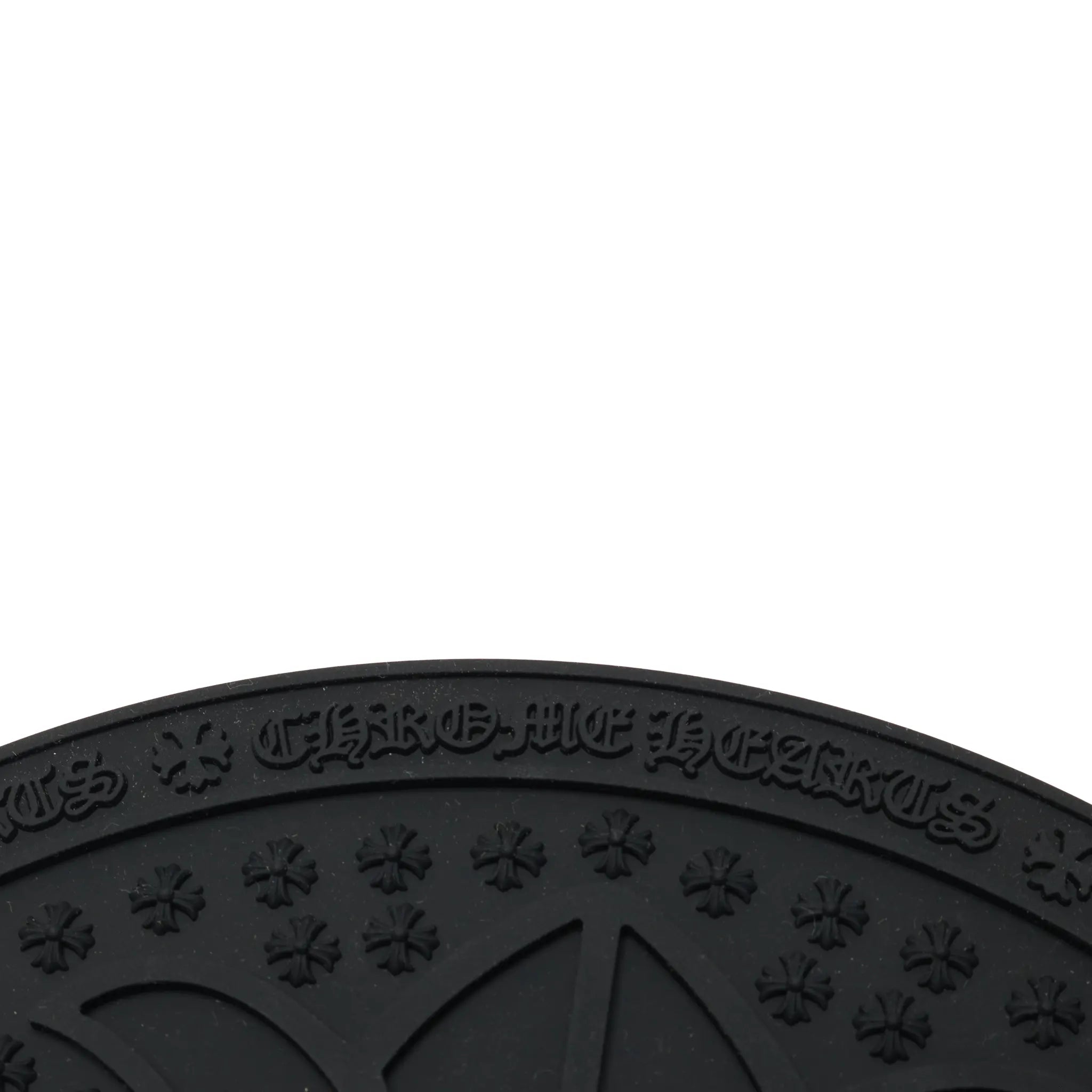 Detailed View of Chrome Hearts Cross Logo Round Black Rubber Mat