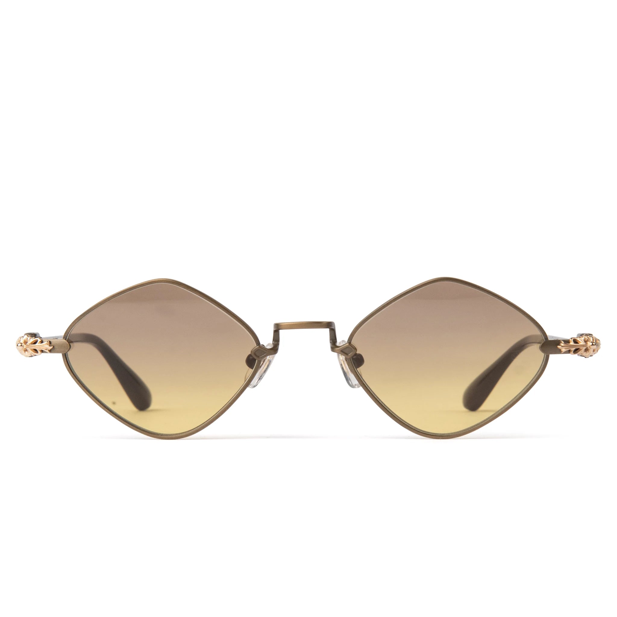 Front view of Chrome Hearts Diamond Dog Light Brown Sunglasses