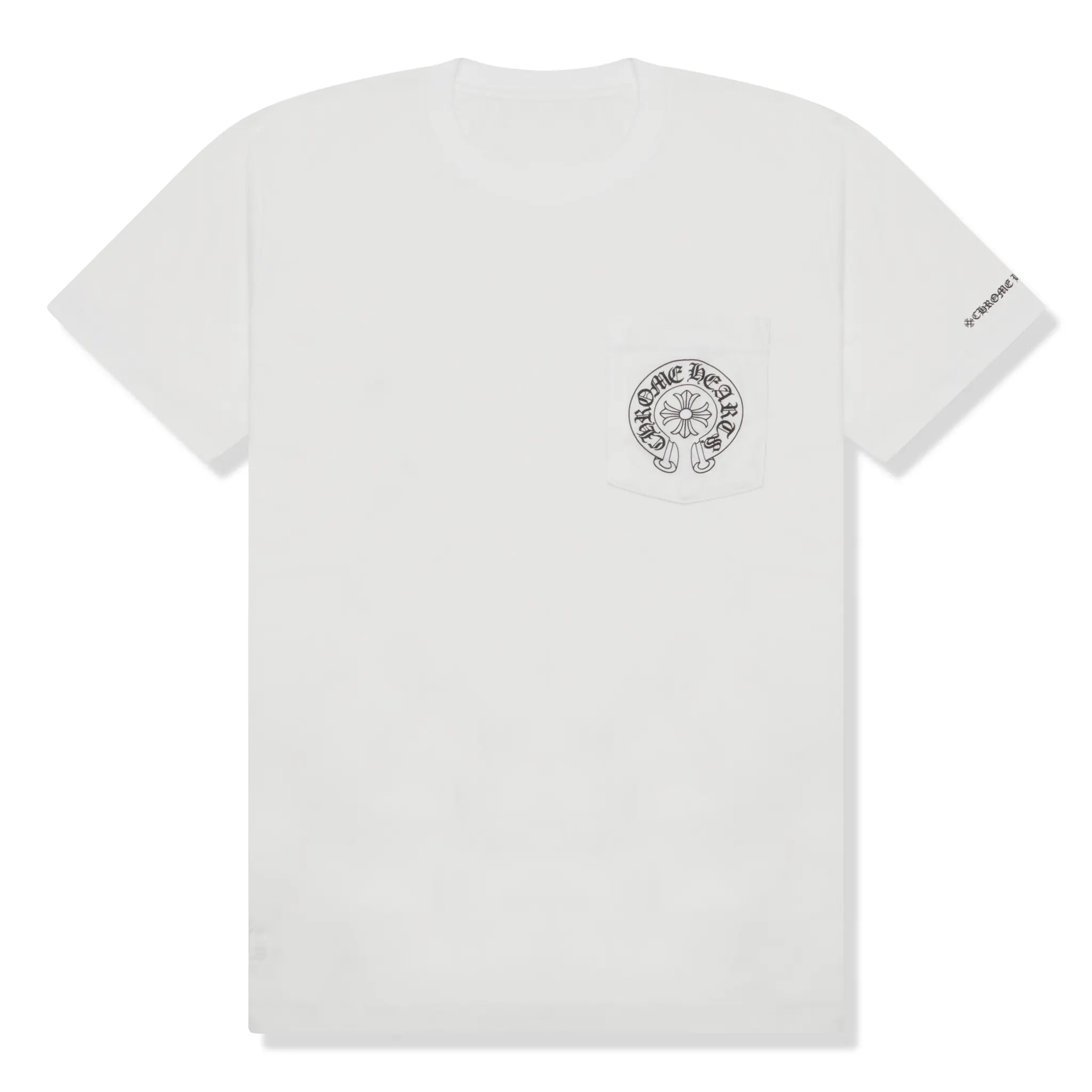 Front View of Chrome Hearts Horse Shoe Pocket White T-Shirt