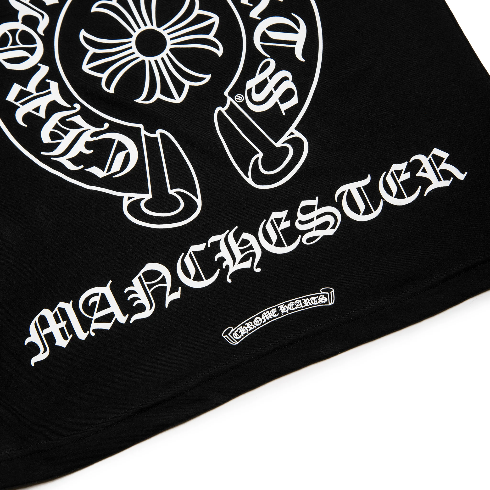 Image of Chrome Hearts Manchester Exclusive Horse Shoe Pocket Logo Black T Shirt