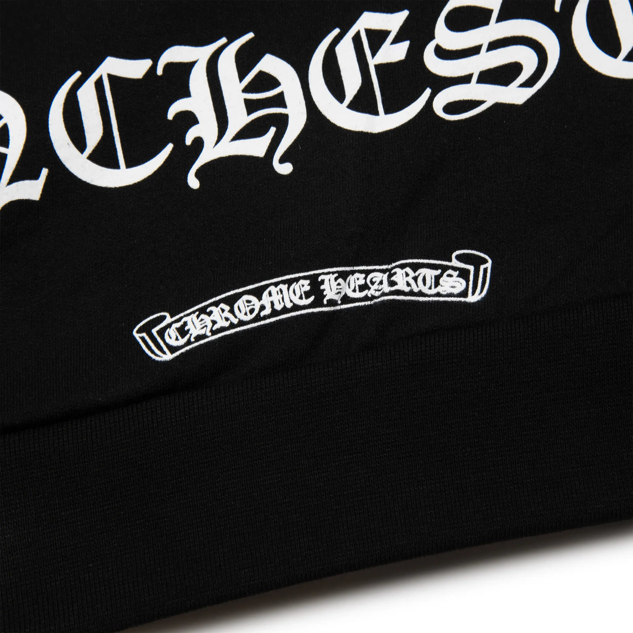 Logo view of Chrome Hearts Manchester Exclusive Horse Shoe Zip-Up Black Hoodie