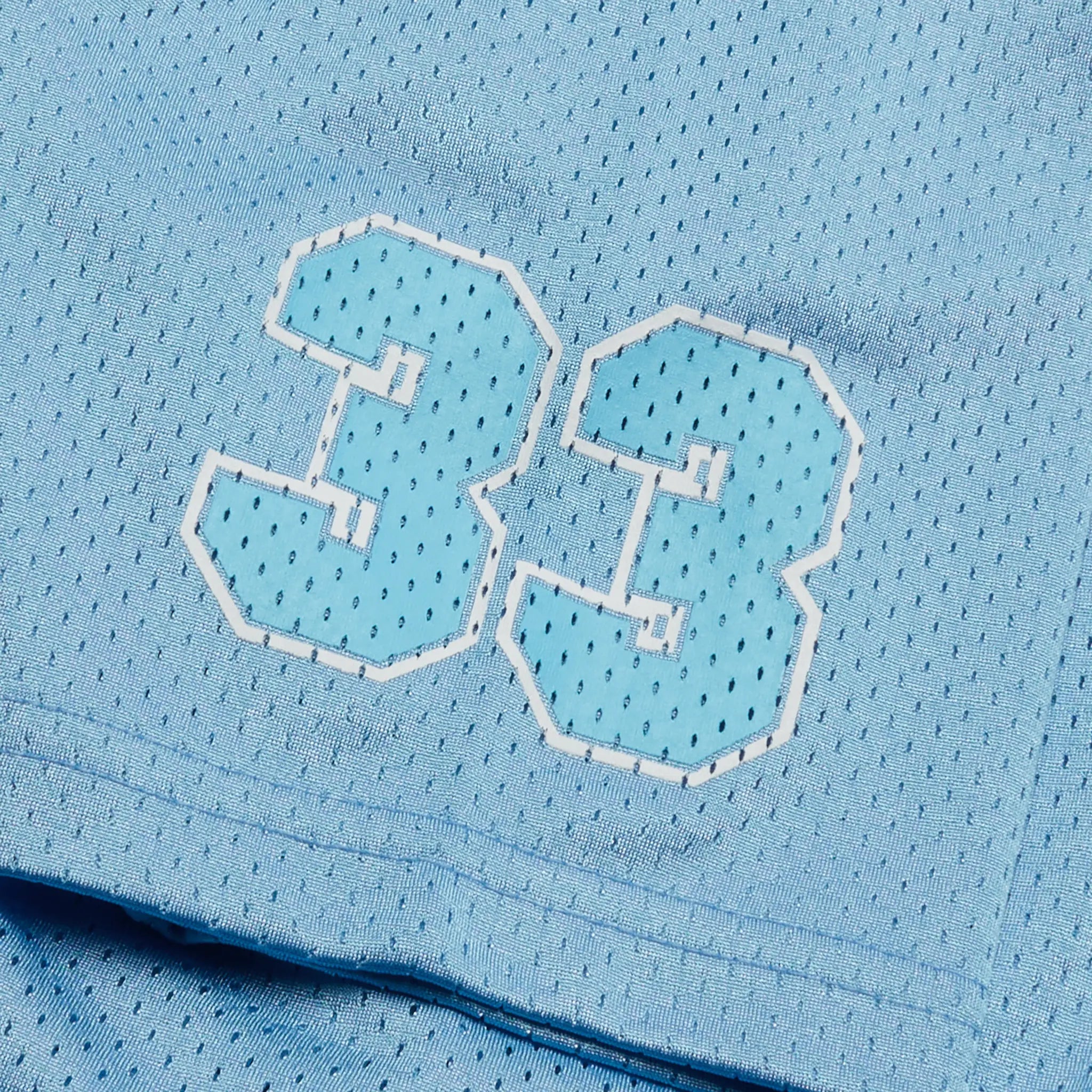 Sleeve view of Chrome Hearts Mesh Short Sleeve Blue Jersey