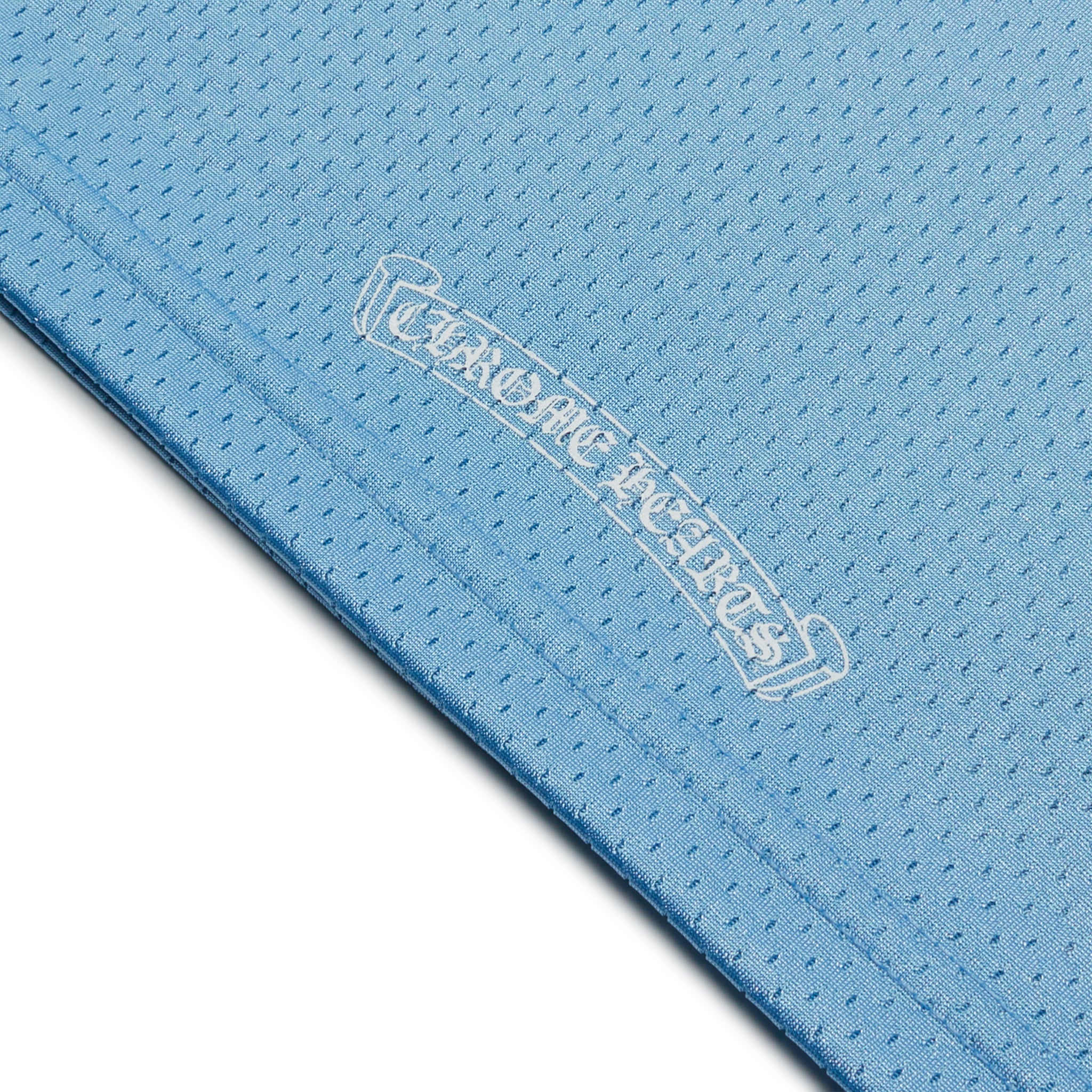 Back detail view of Chrome Hearts Mesh Short Sleeve Blue Jersey