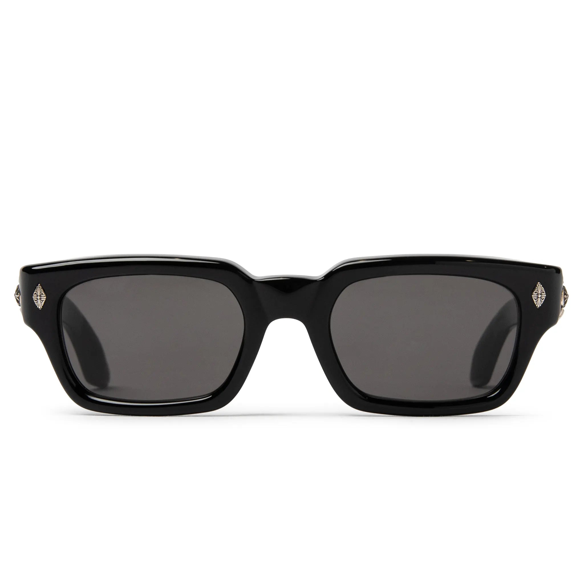 Front View of Chrome Hearts Miscellanus Black Dark Grey Sunglasses 214336_BK