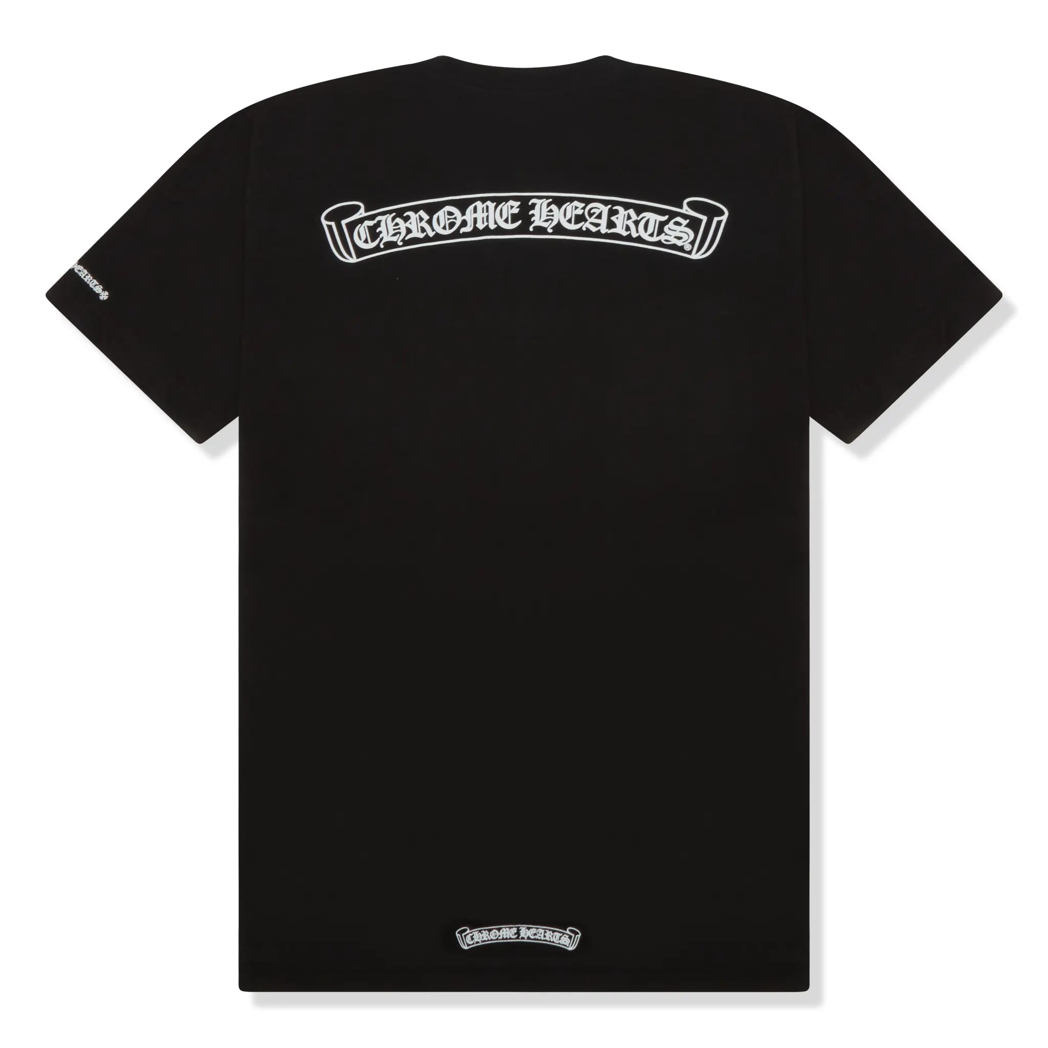 Back View of Chrome Hearts Scroll Logo Black T-Shirt