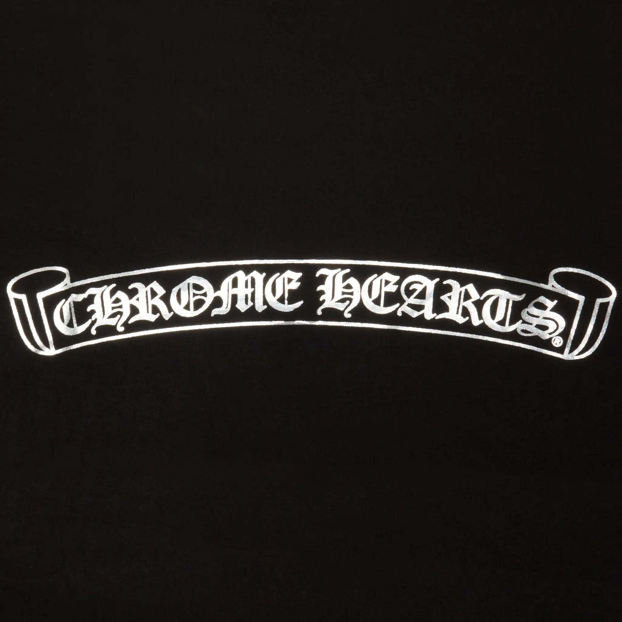 Detailed View of Chrome Hearts Silver Logo Black T-Shirt