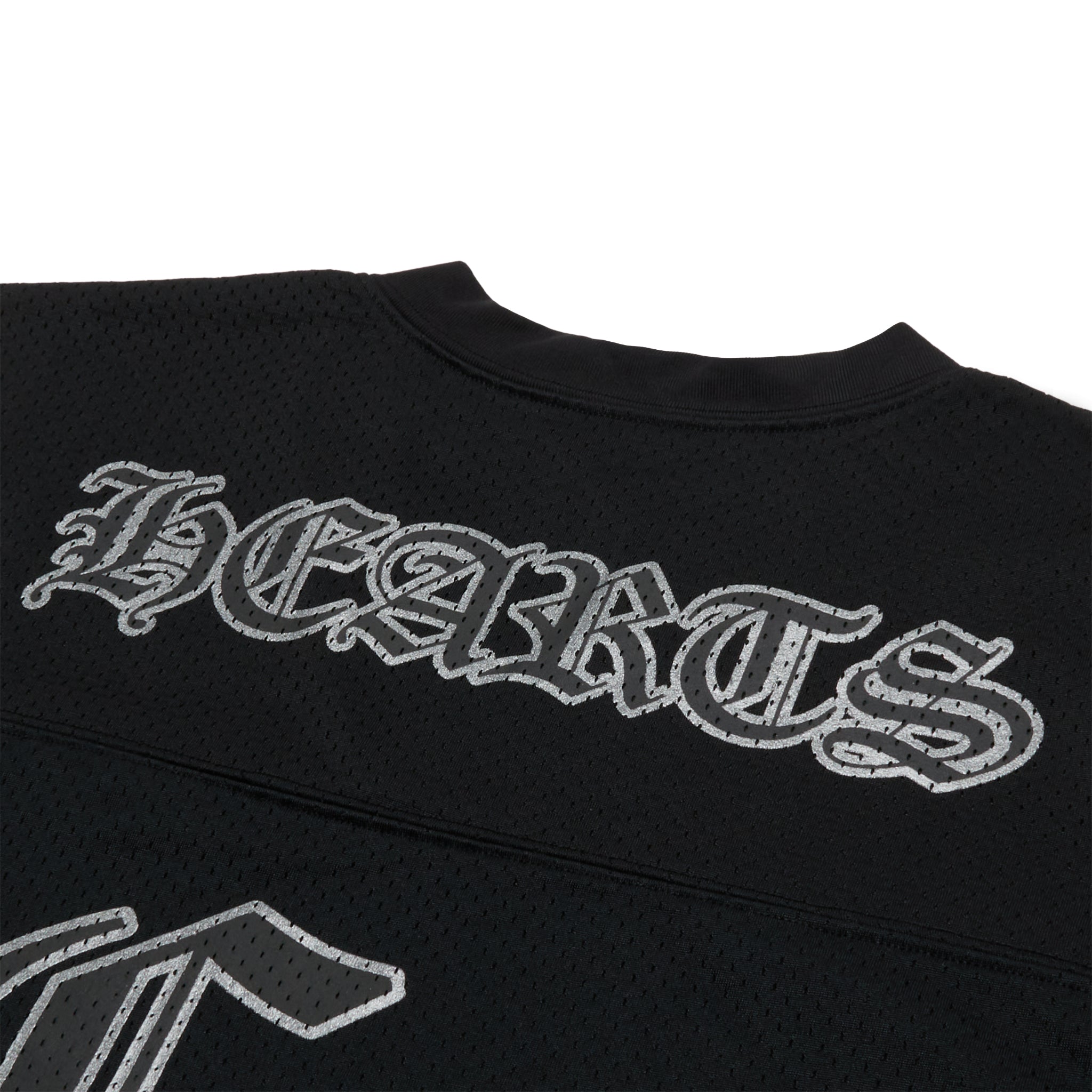 Back logo view of Chrome Hearts Stadium Mesh L/S Black Jersey