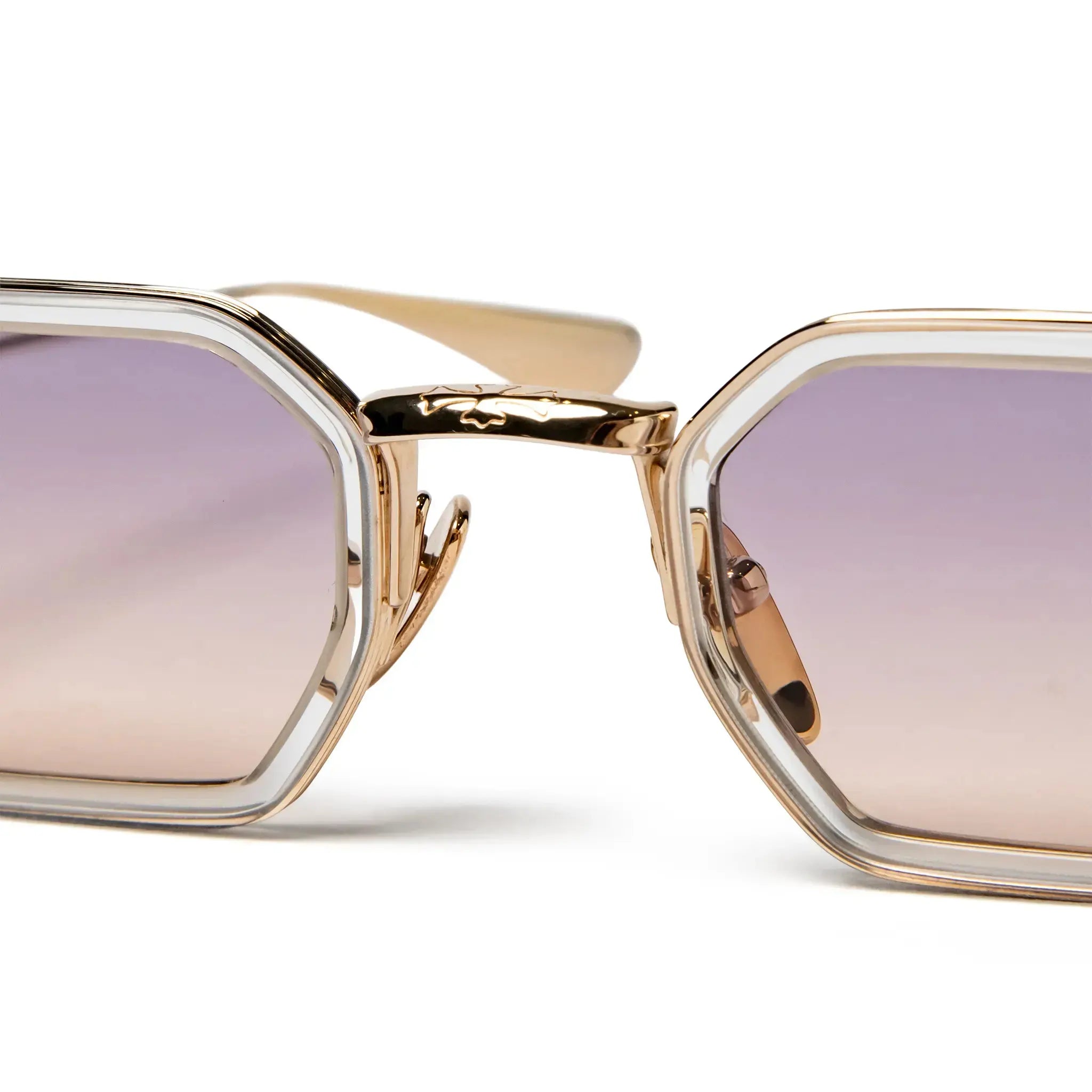 Front Detailed View of Chrome Hearts Stylida 2.0 Crystal Gold Sunglasses 205054_CRYS/GP_S