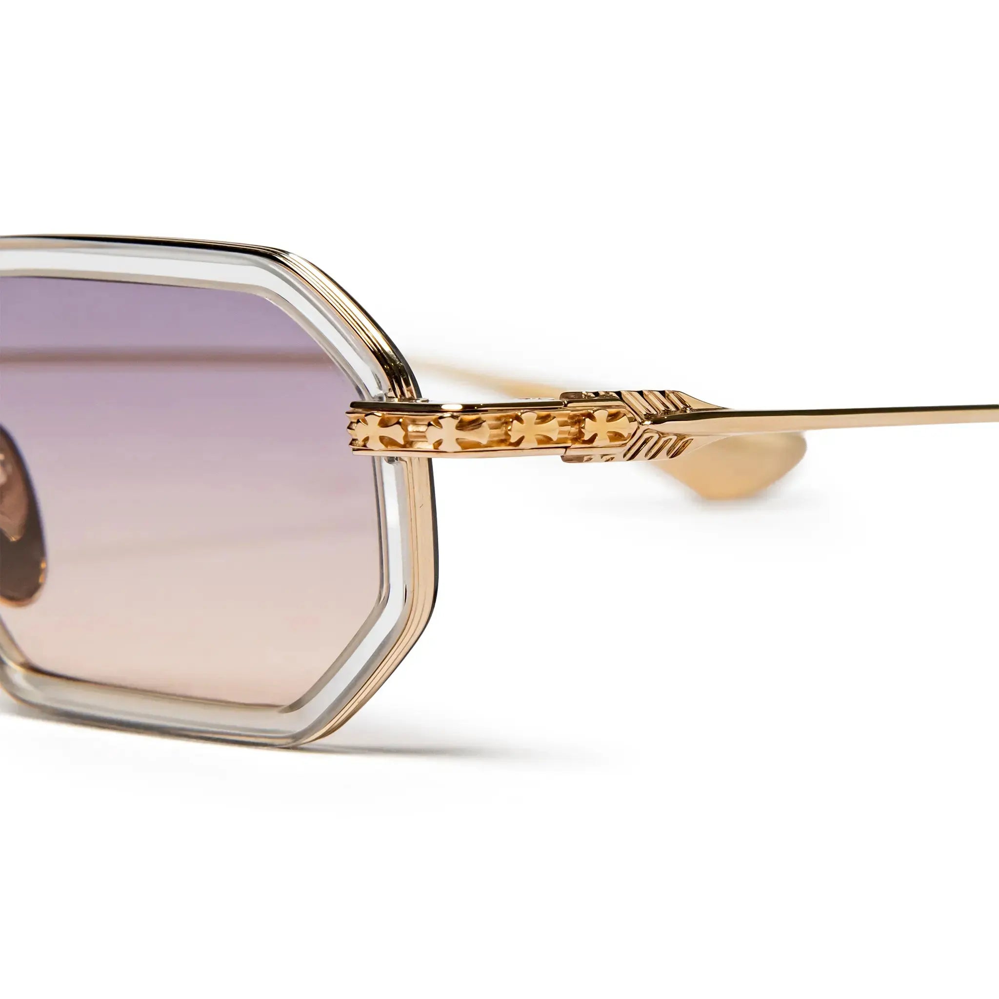 Detailed View of Chrome Hearts Stylida 2.0 Crystal Gold Sunglasses 205054_CRYS/GP_S