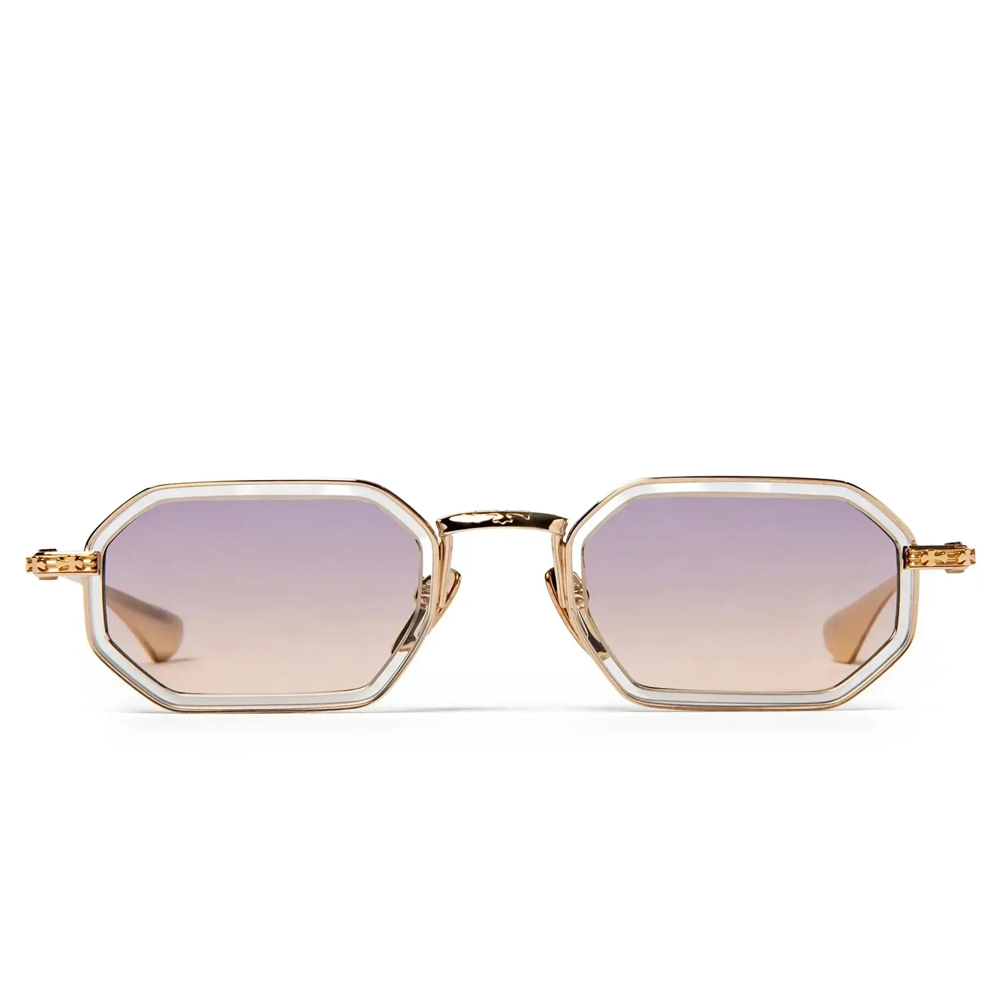 Front View of Chrome Hearts Stylida 2.0 Crystal Gold Sunglasses 205054_CRYS/GP_S