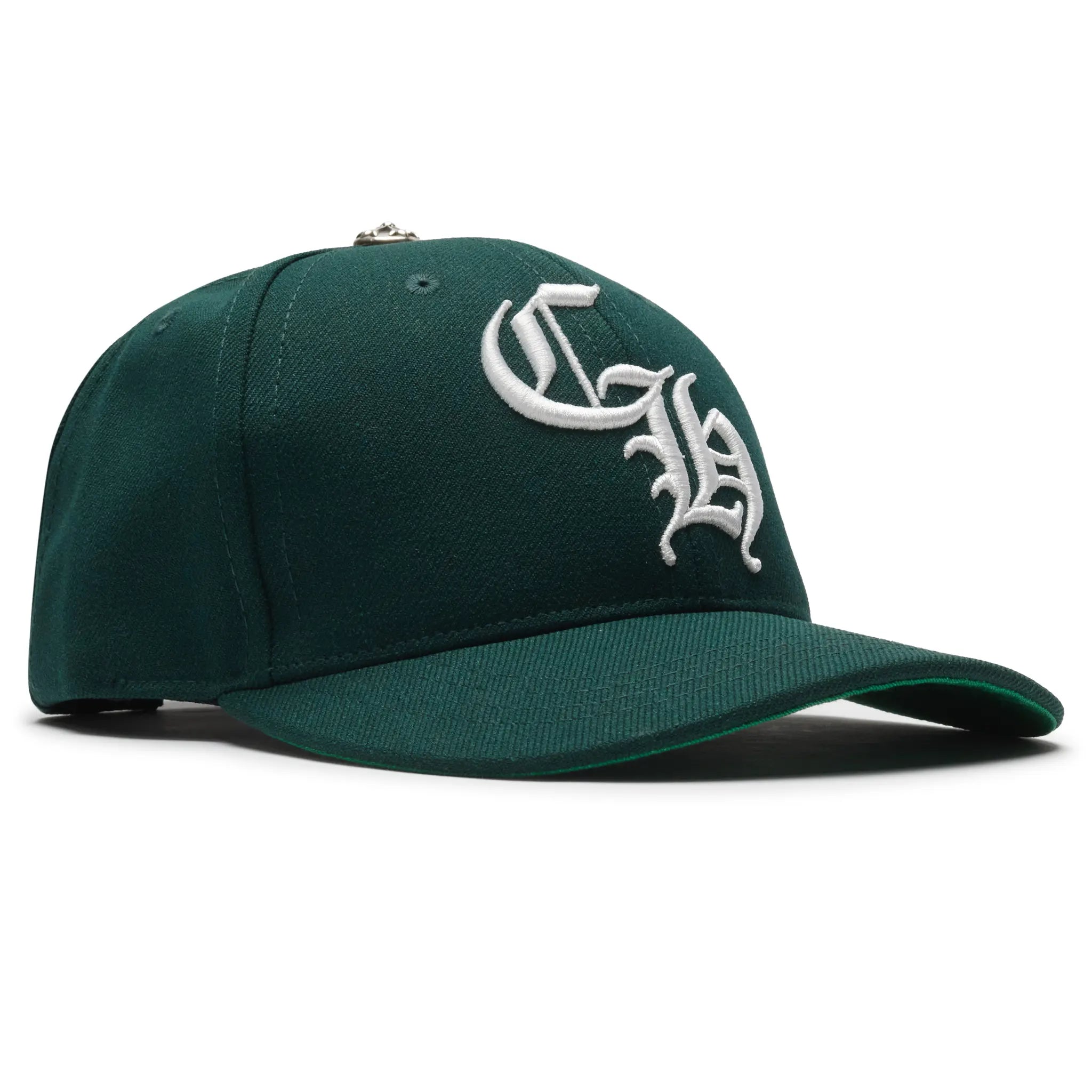 Front Side View of Chrome Hearts Vintage CH Green Baseball Cap