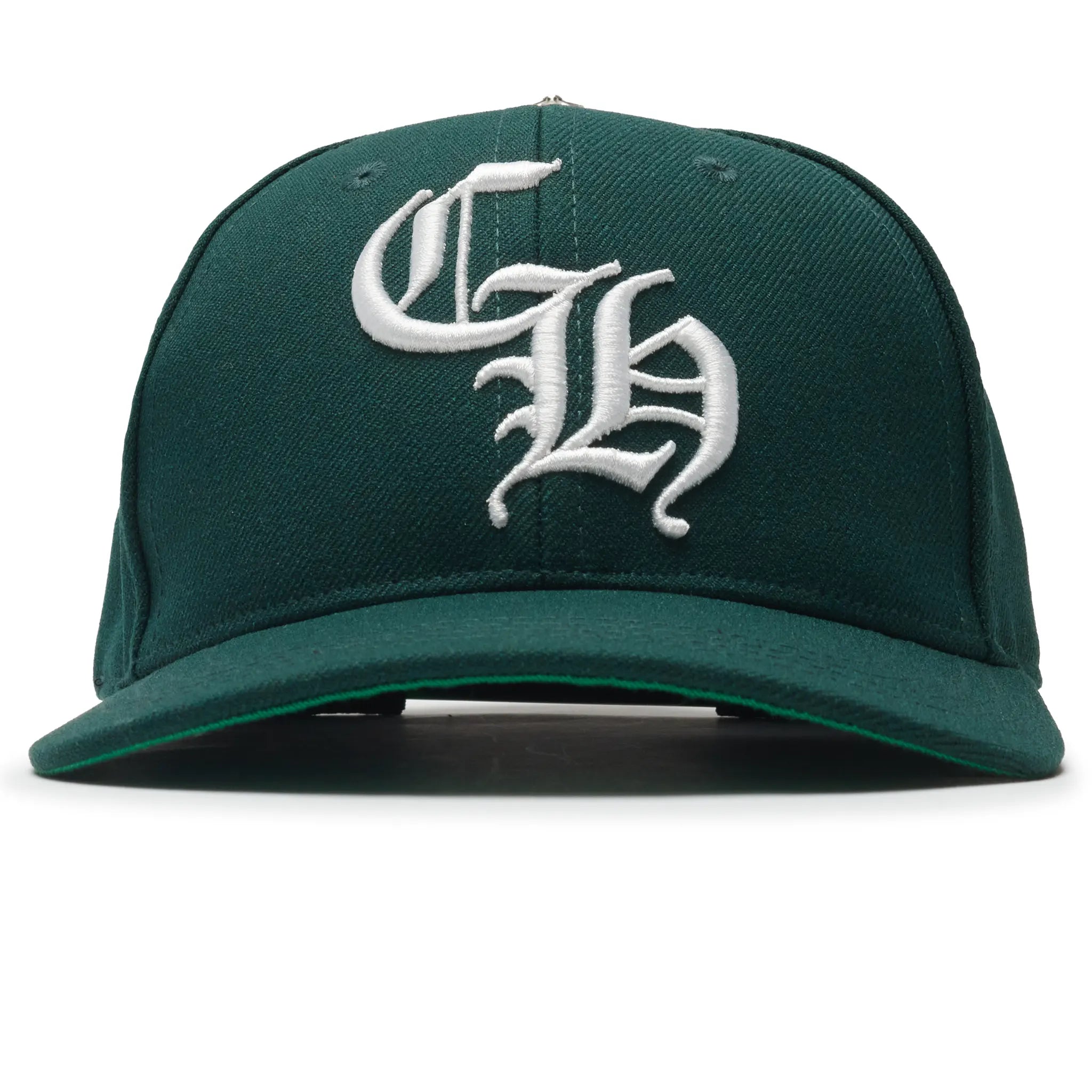 Front View of Chrome Hearts Vintage CH Green Baseball Cap