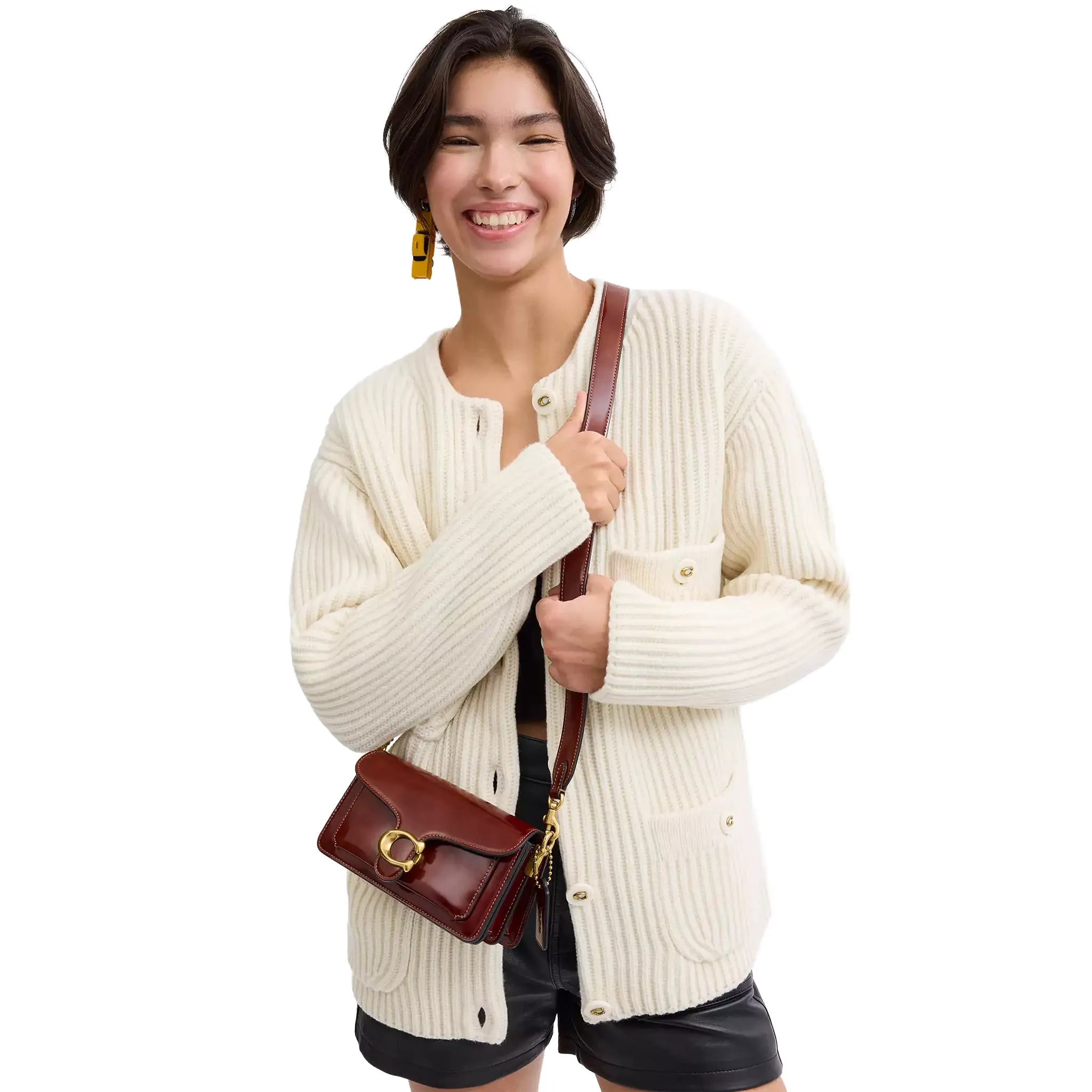 Model View of Coach Tabby 20 Dark Neutral Shoulder Bag