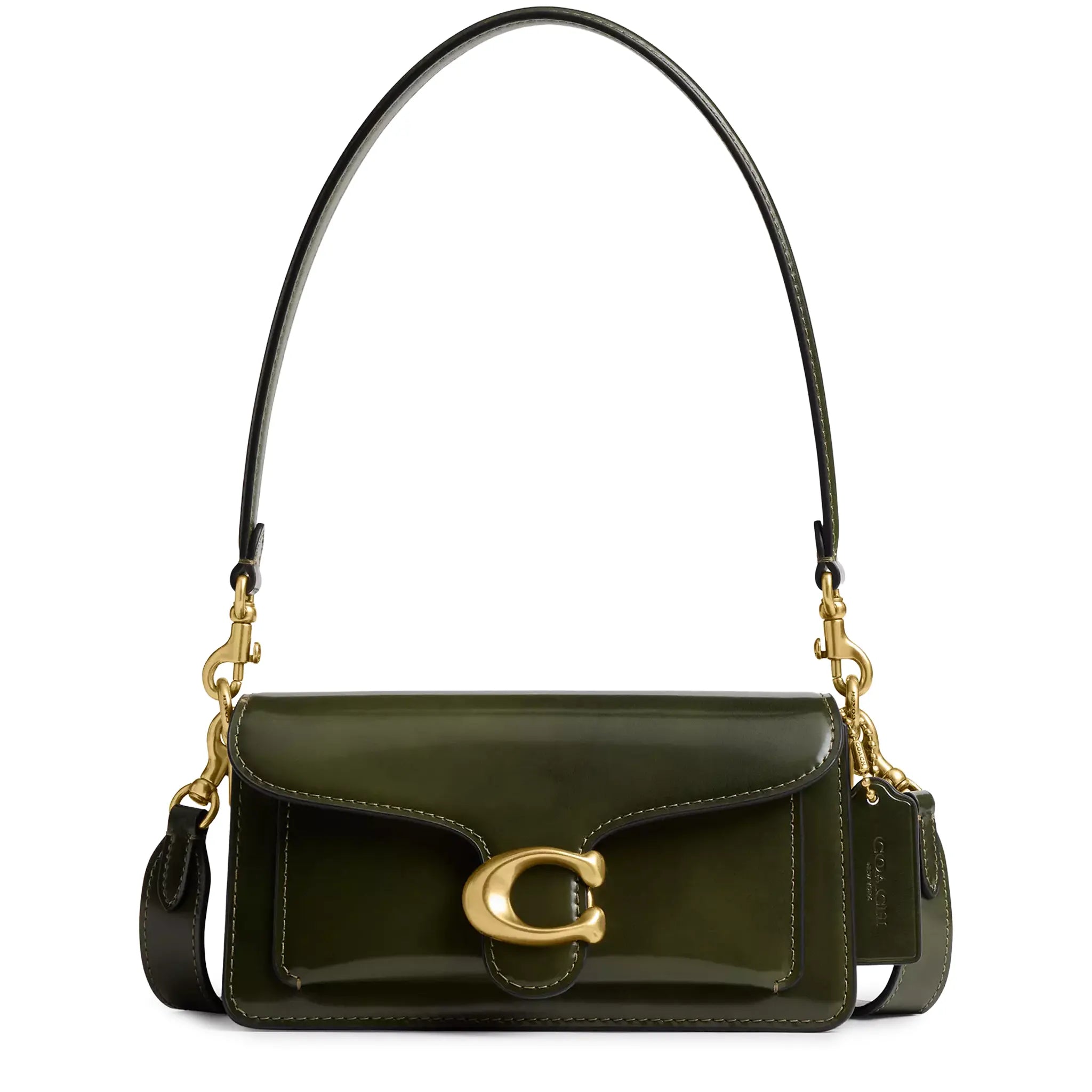 Front View of Coach Tabby 20 Olive Shoulder Bag
