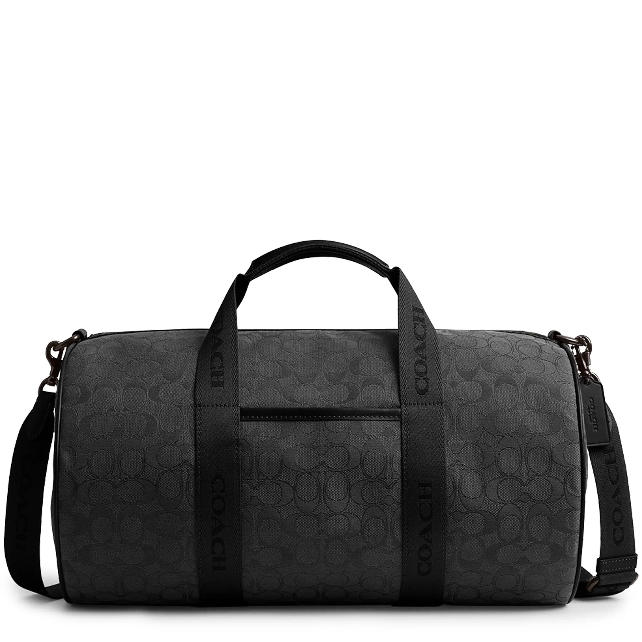 Front View of Coach Theo Gotham Duffle Signature Jacquard Black Bag CBF22