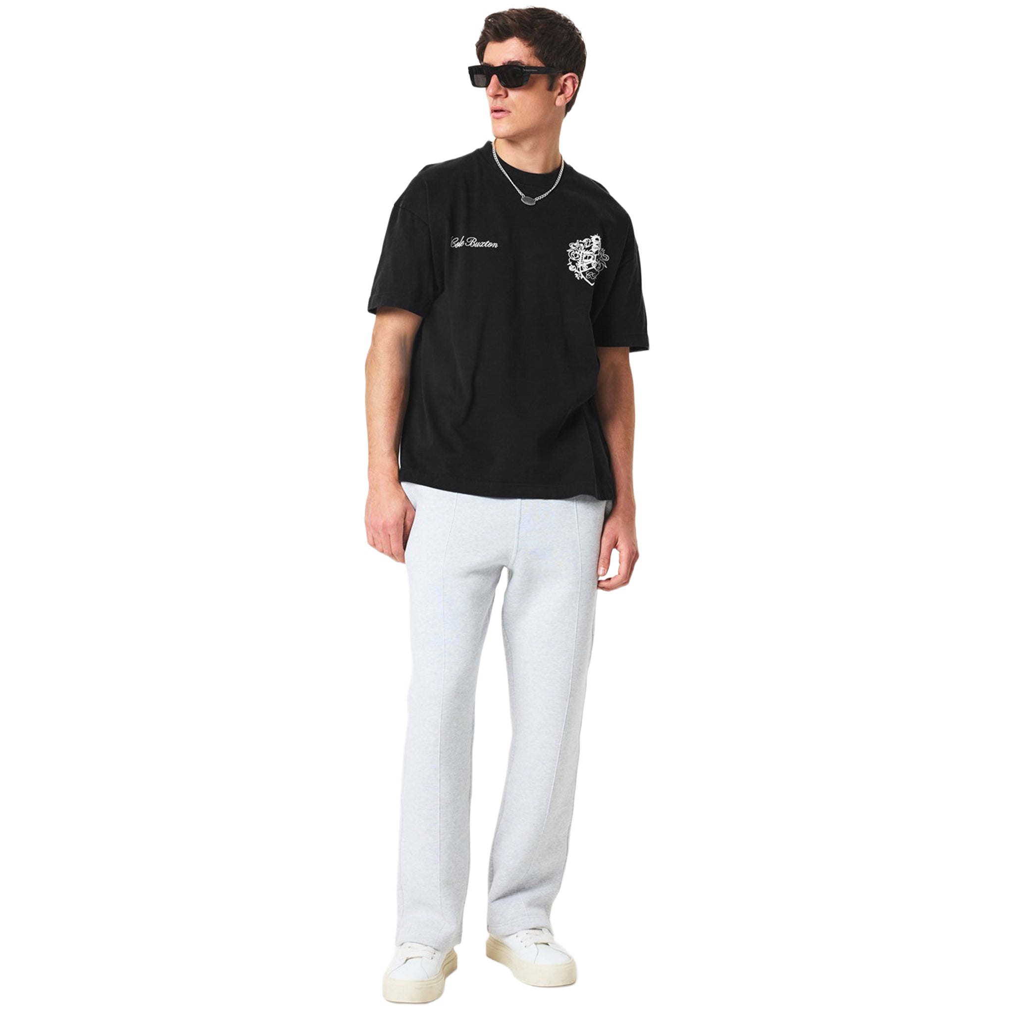 Model view of Cole Buxton Collegiate Black T Shirt