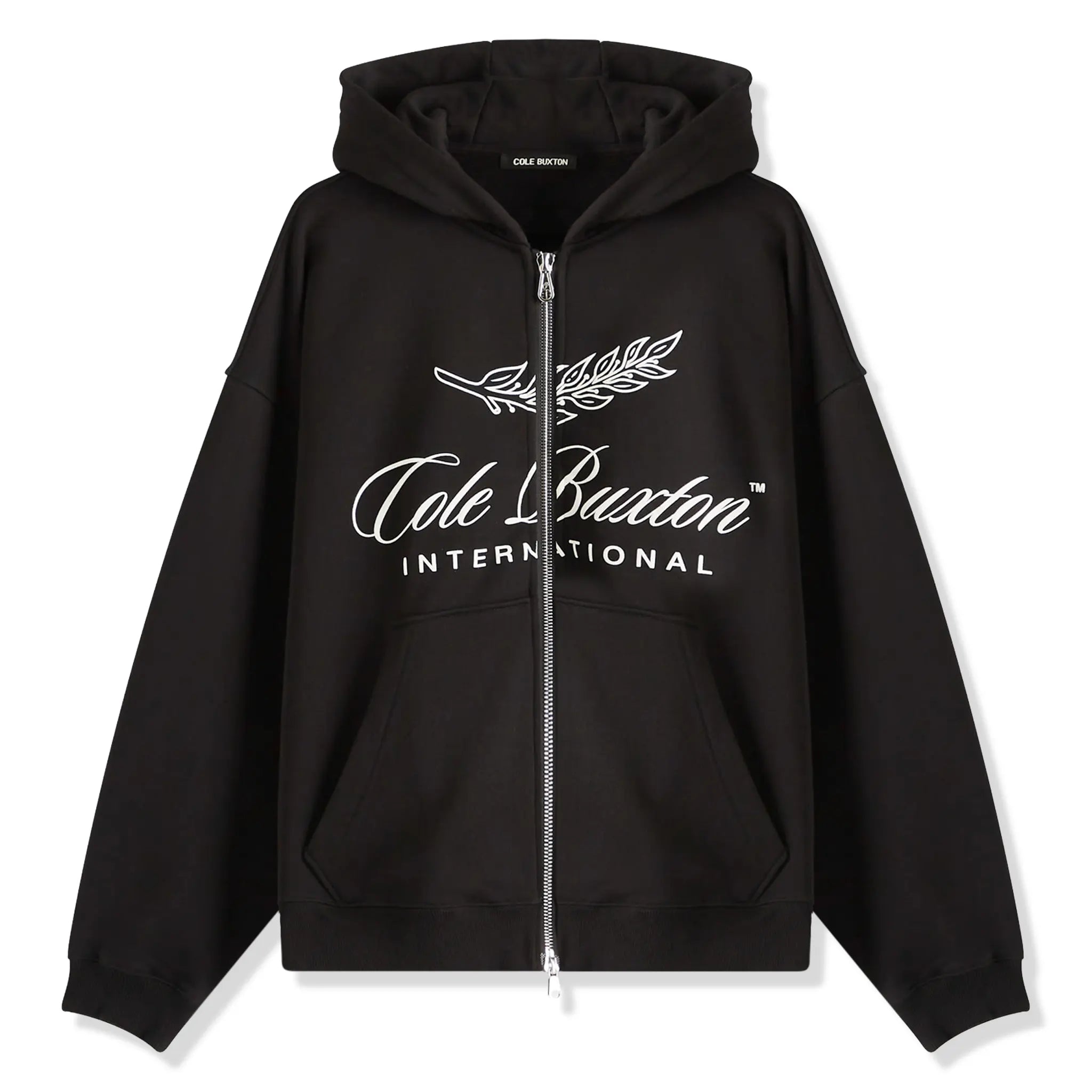 Front View of Cole Buxton International Black Zip Up Hoodie