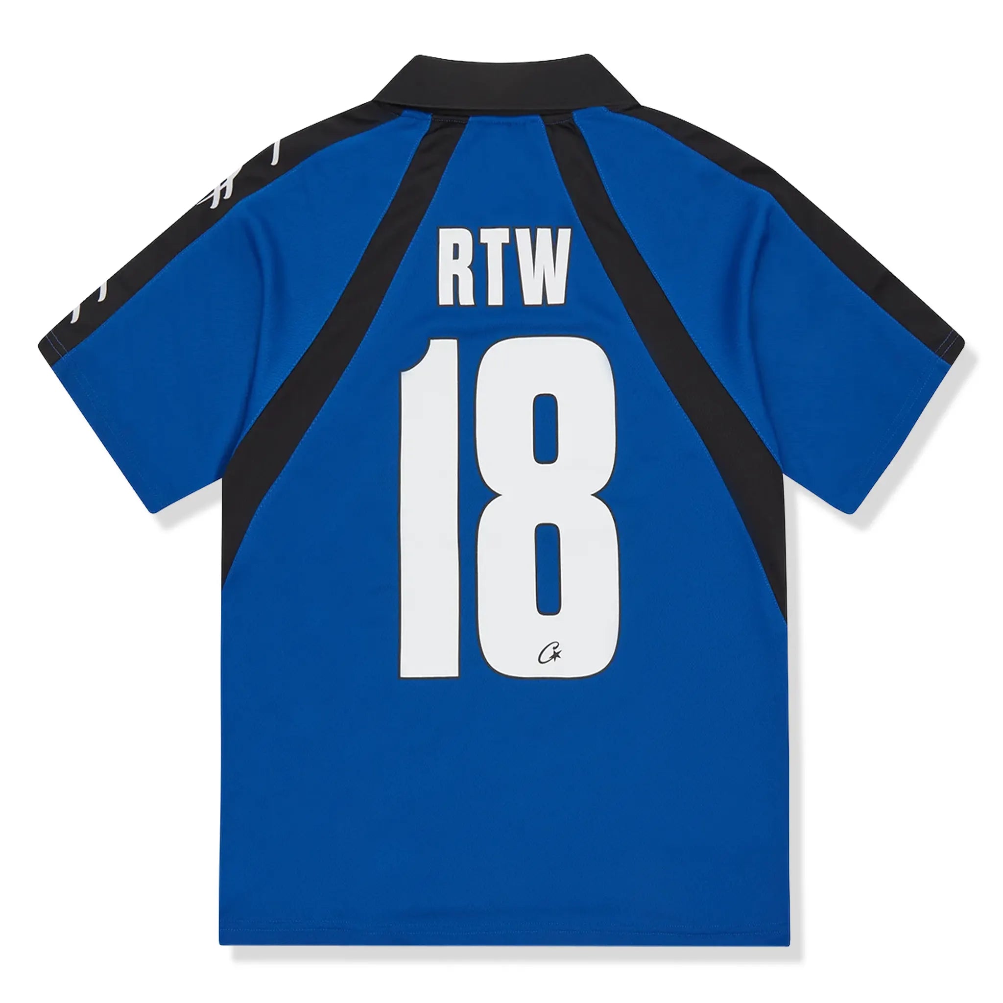 Back view of Corteiz Alcatraz Navy Football Jersey