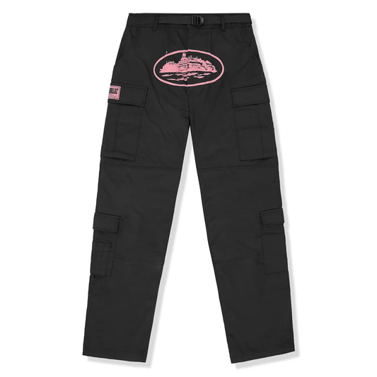 Corteiz Guerillaz Black Pink Cargo Pants